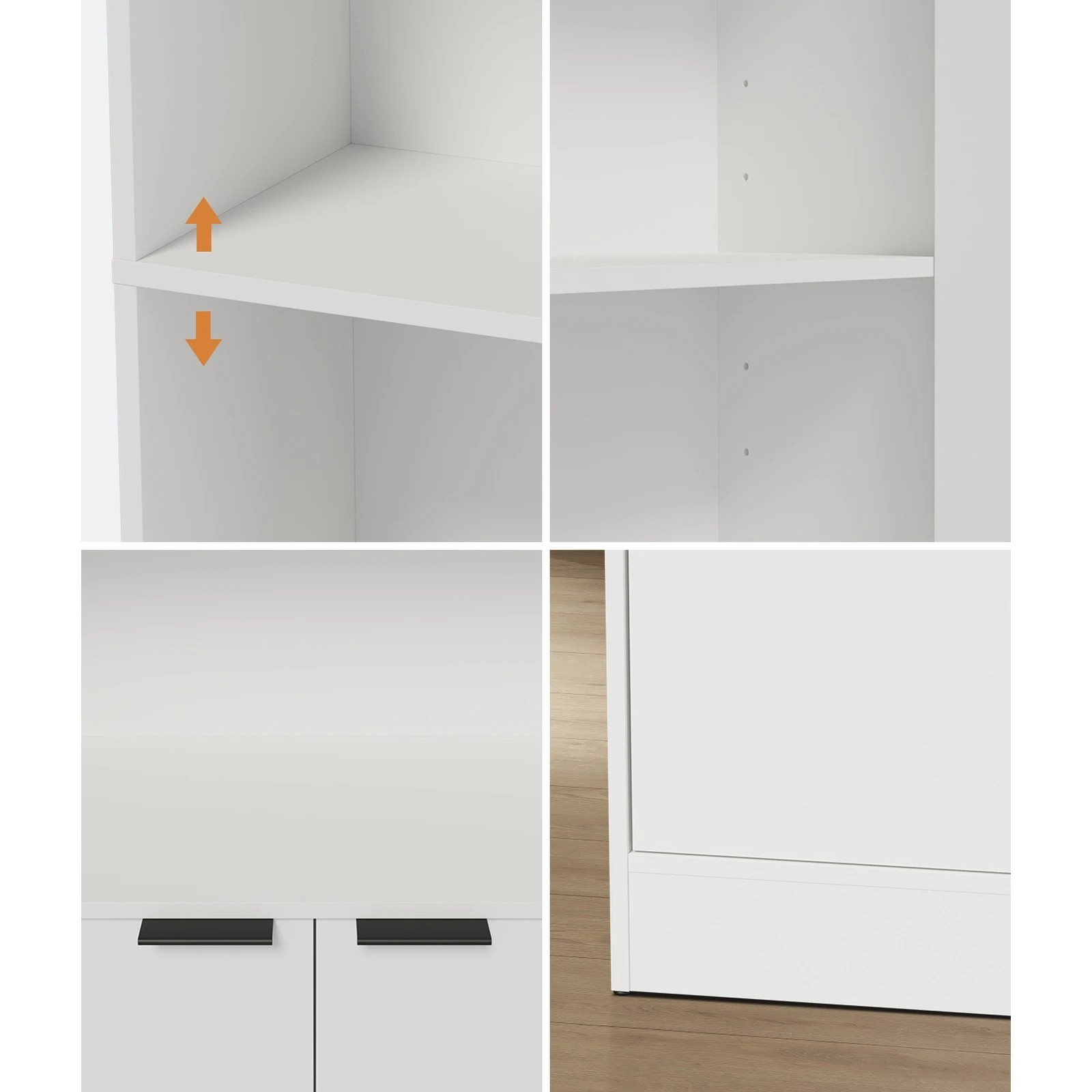 5 Oikiture Tall Bookcase Display Shelf 2 Door Adjustable Storage Cabinet - White, 5 of 8