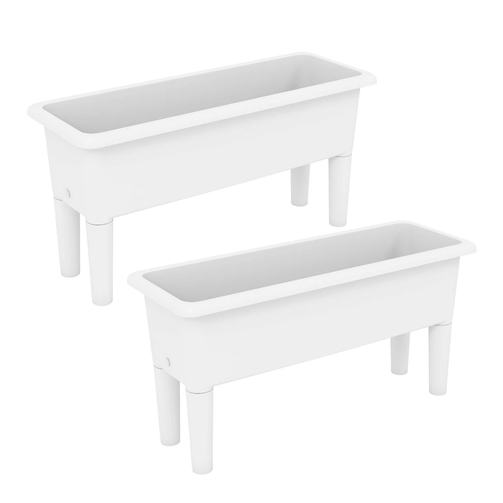 1 Costway 2x 29L Raised Garden Beds Elevated Planter Box Outdoor Flower Container w/Drainage Hole - White, 1 of 1