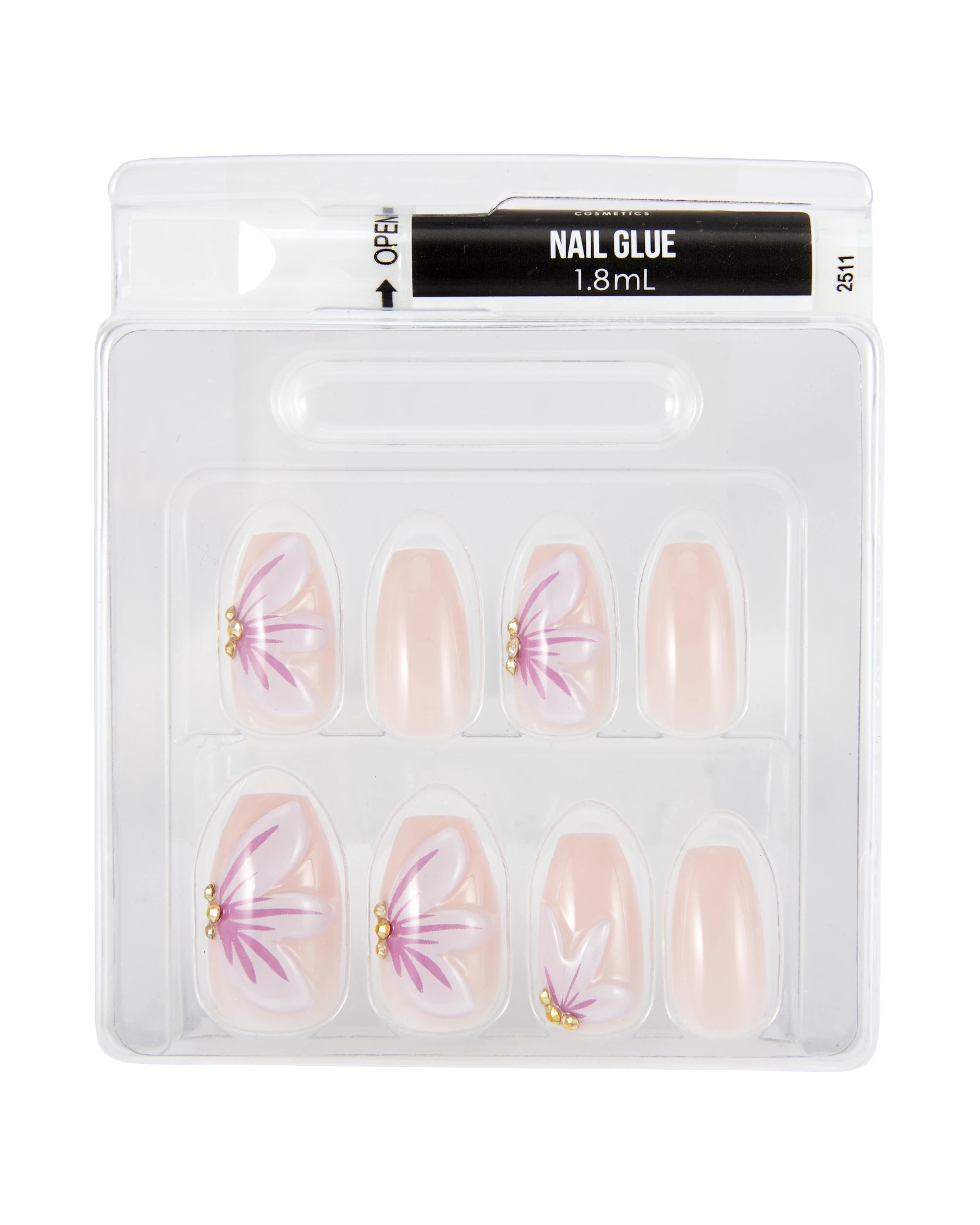 3 OXX Cosmetics 24 Pack Artificial Nails with Adhesive - Coffin shape, 3D Petal, 3 of 4