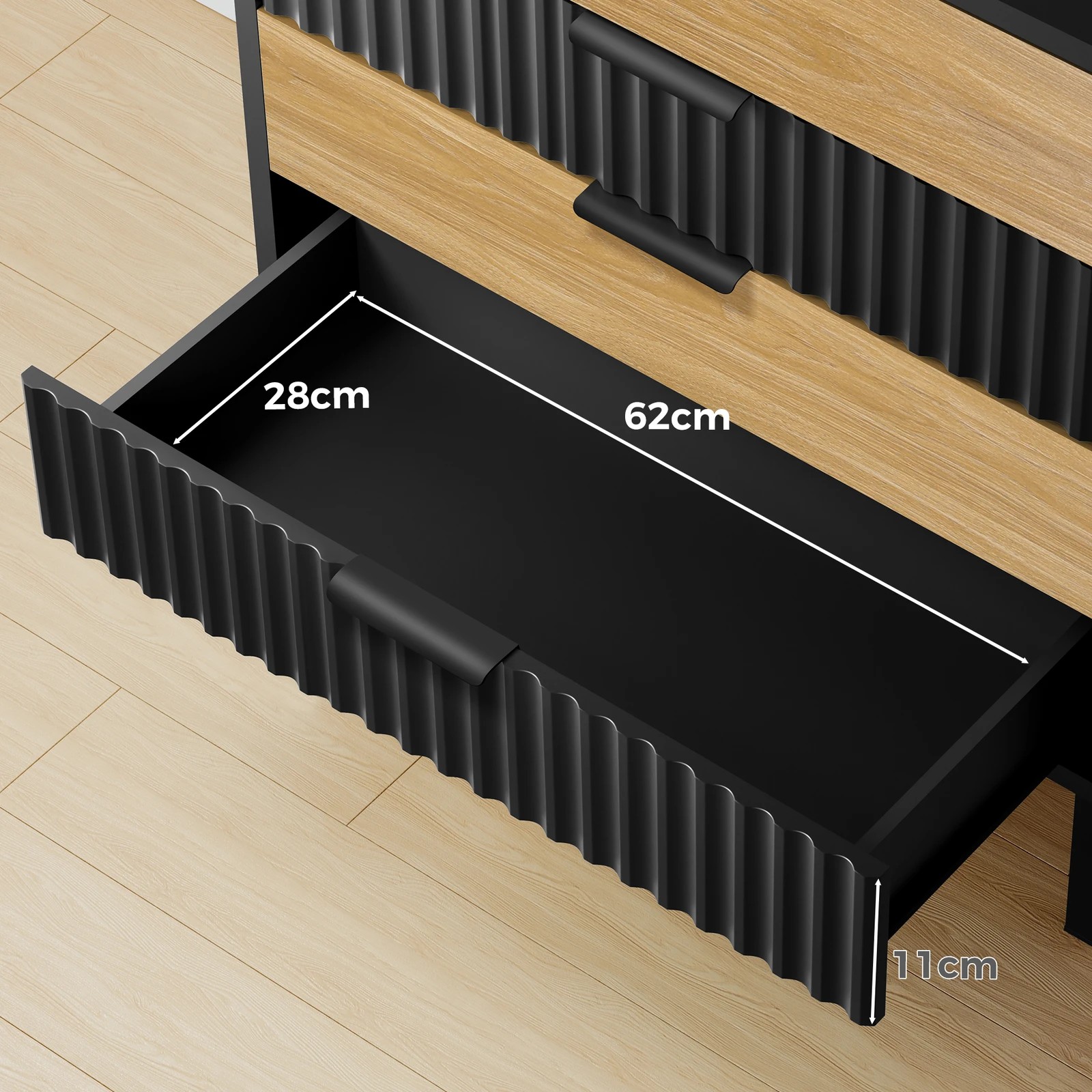 9 Alfordson 4 Chest of Drawers Dresser Tallboy - Black Wood, 9 of 10