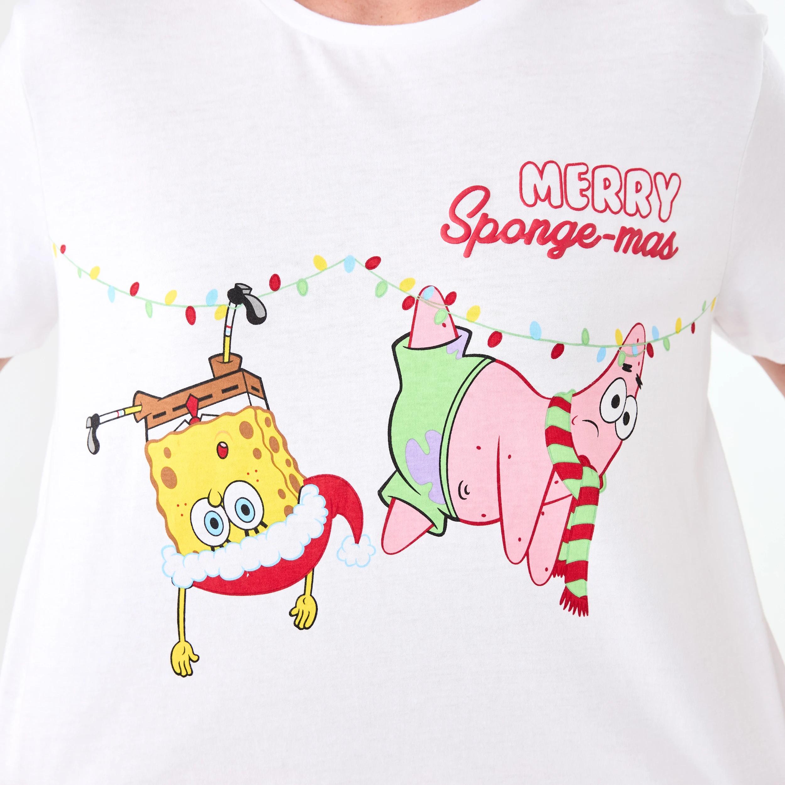 5 SpongeBob License Christmas Knit Family Matching Pyjama Set MERRY SPONGEMAS WHITE, 5 of 7
