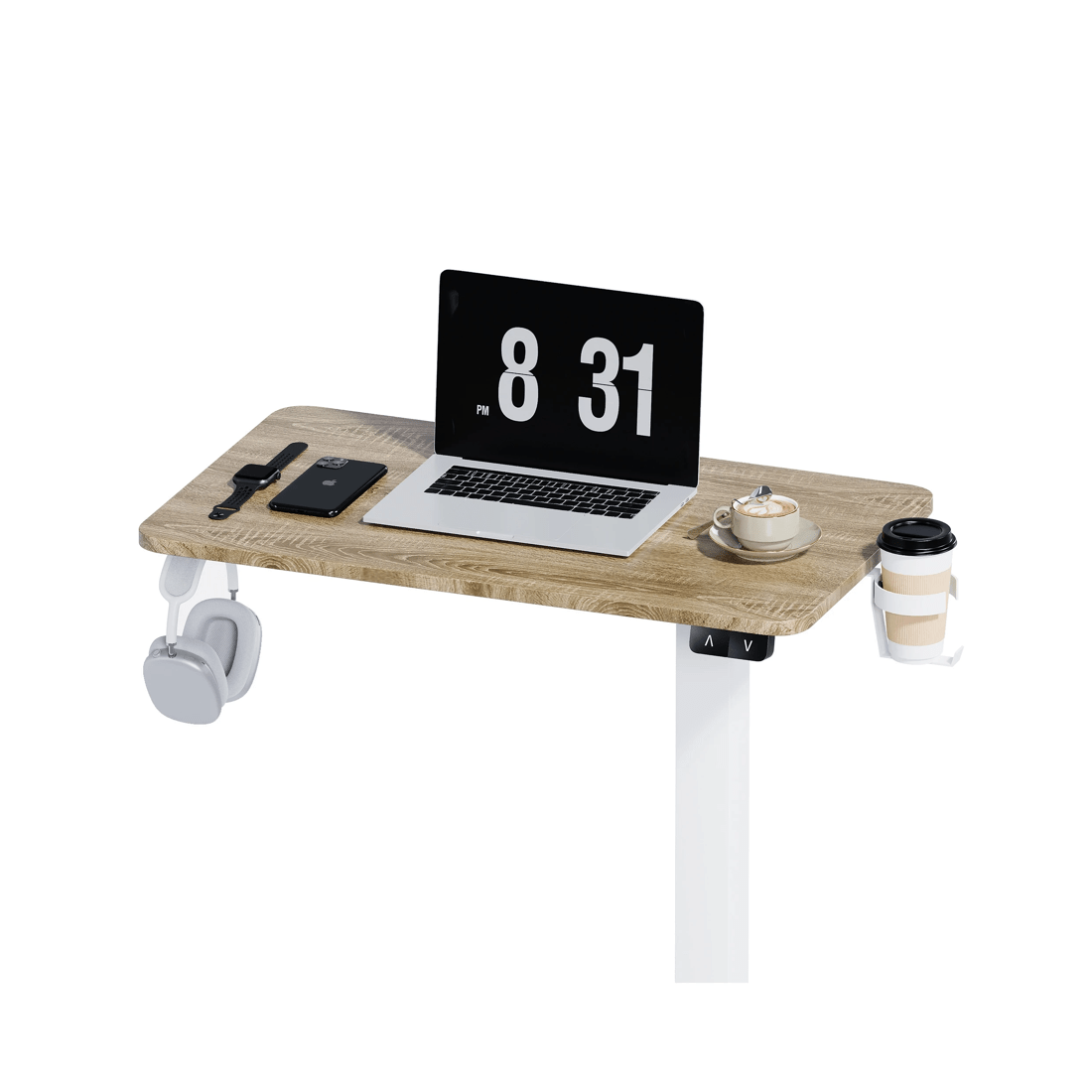 5 Advwin Portable Electric Standing Desk Height Adjustable Small Mobile Table Oak - Natural, 5 of 7