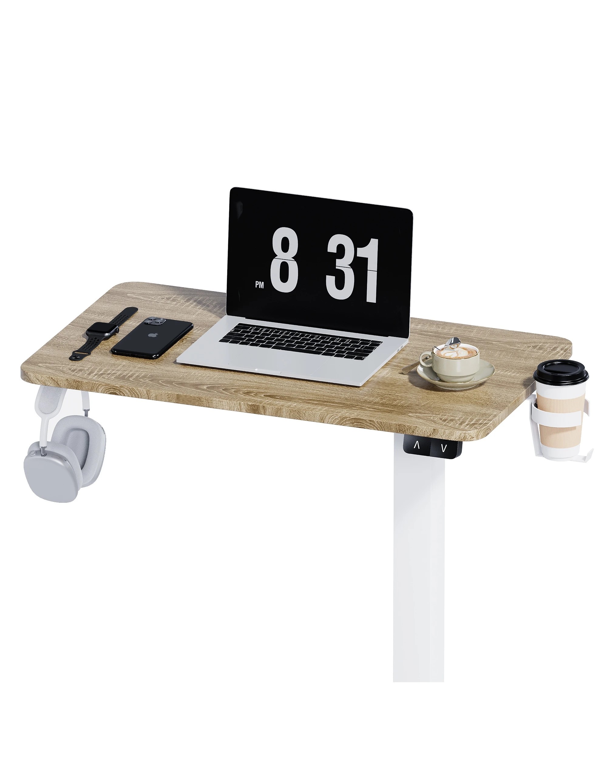 5 Advwin Portable Electric Standing Desk Height Adjustable Small Mobile Table Oak - Natural, 5 of 7