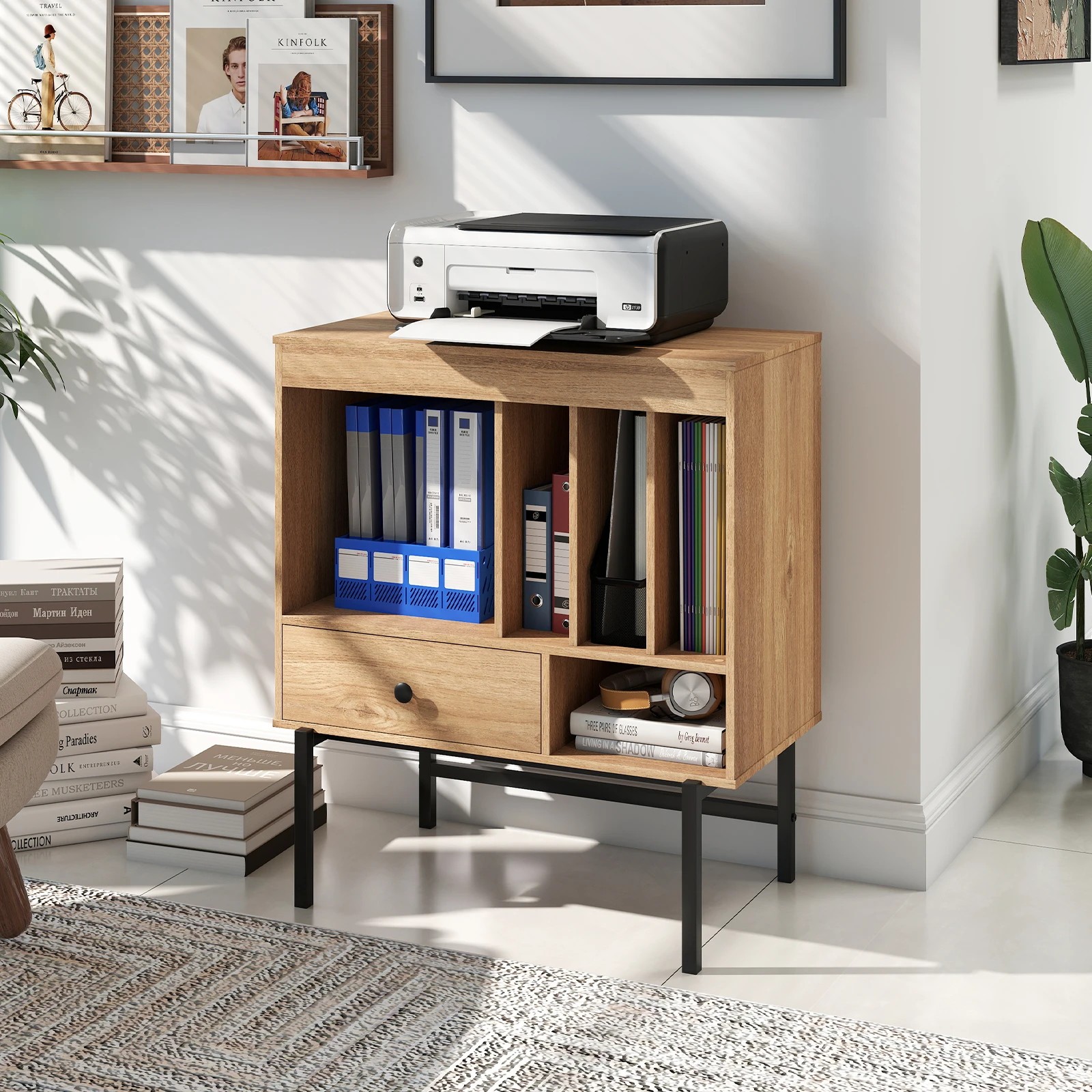 6 Costway Record Player Stand Vinyl Storage Cabinet w/Album Holders Turntable Stand - Black, 6 of 8