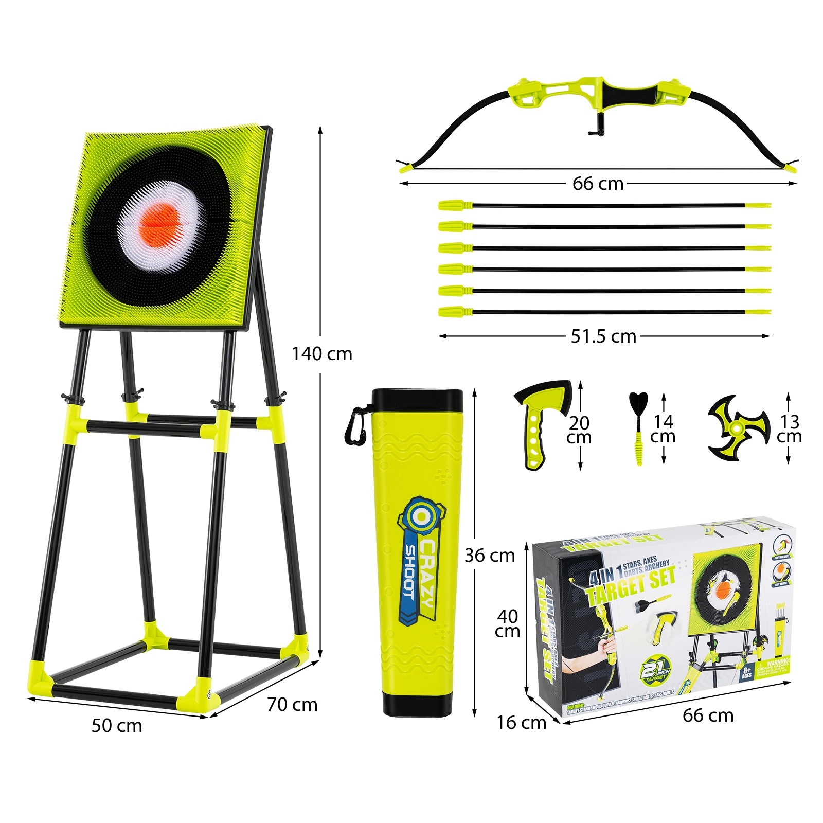 2 Costway 4in1 Bow & Arrow Set Archery Toys Bristle Throwing Target Game Set - Green, 2 of 2