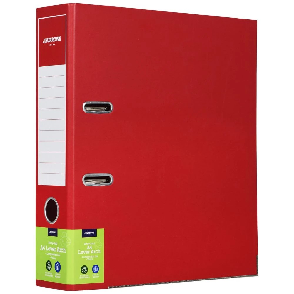 1 J.Burrows A4 Lever Arch Binder 2 Ring 70mm Berry, 1 of 5