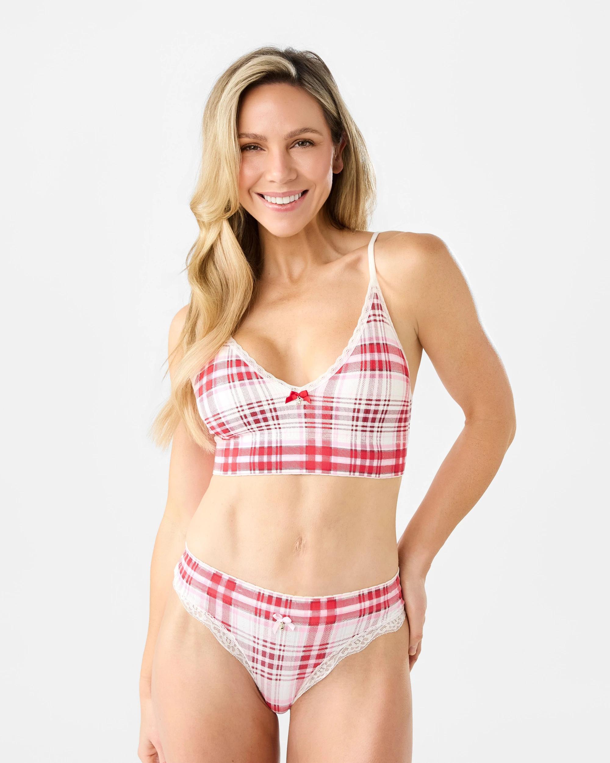 1 Seamfree Christmas Rib Bralette Cd Pnk Chk