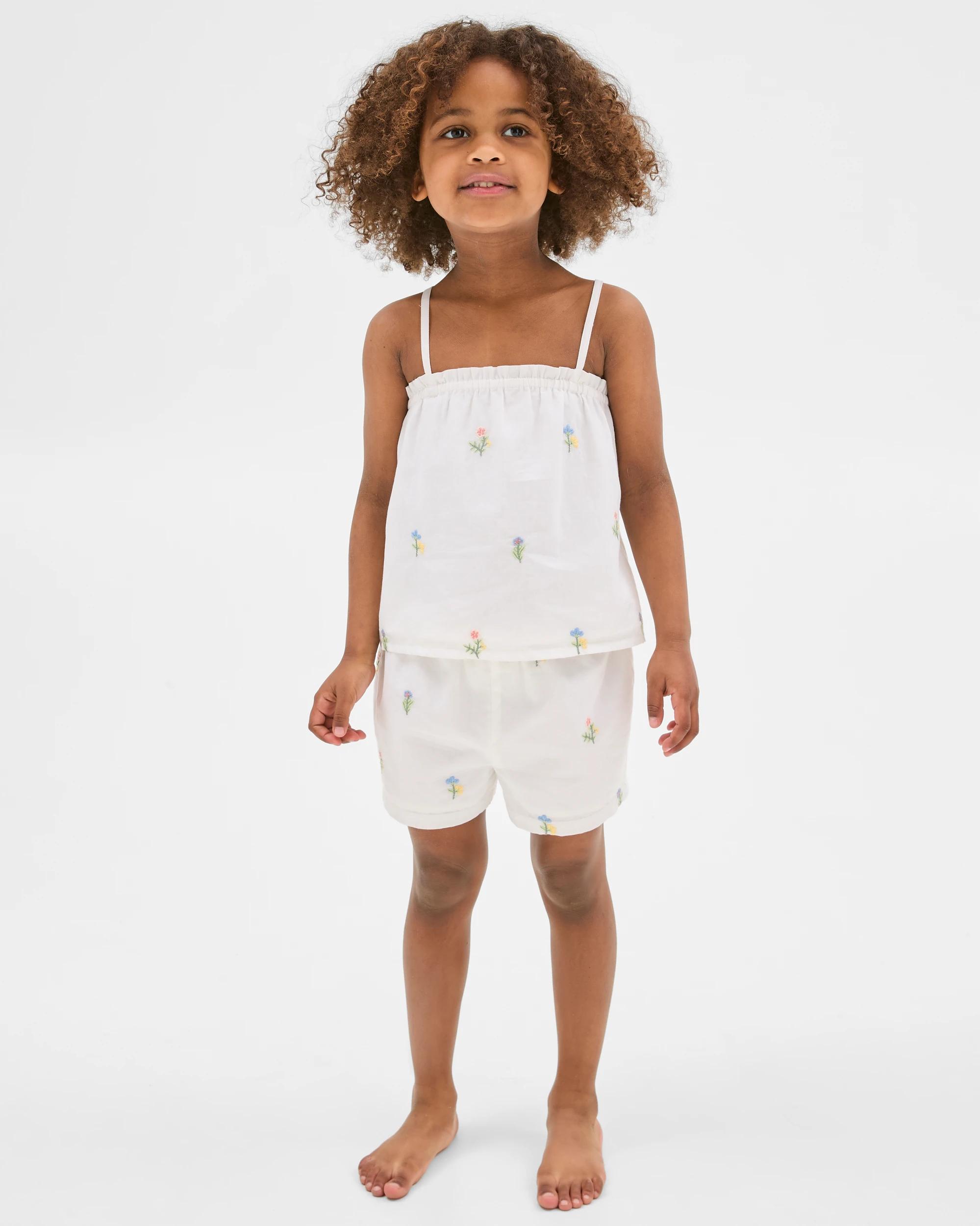 1 Target Australian Cotton Younger Girls Woven Embroidery Pyjama Set WHITE XMAS, 1 of 9