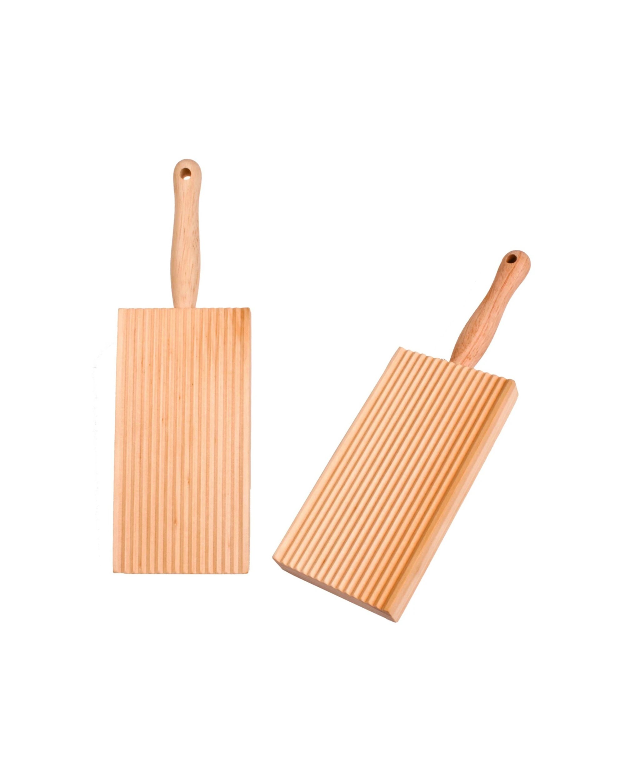 1 Appetito Gnocchi Board Wooden Ridged Pasta Tool With Contoured Ergonomic Handle - Beige, 1 of 3