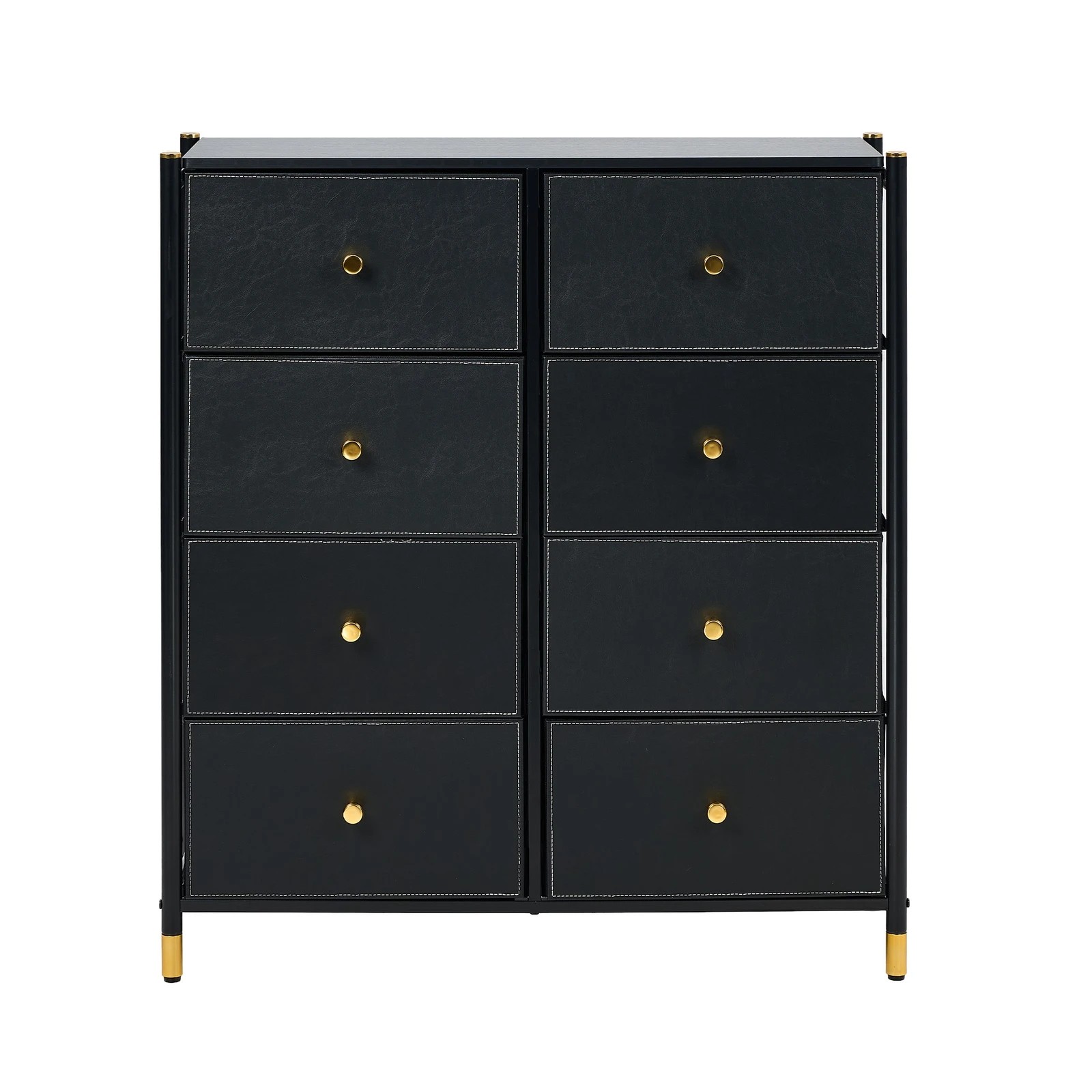 6 Oikiture 8 Chest of Drawers PU Fabric Storage Cabinet Dresser Tallboy - Black, 6 of 7