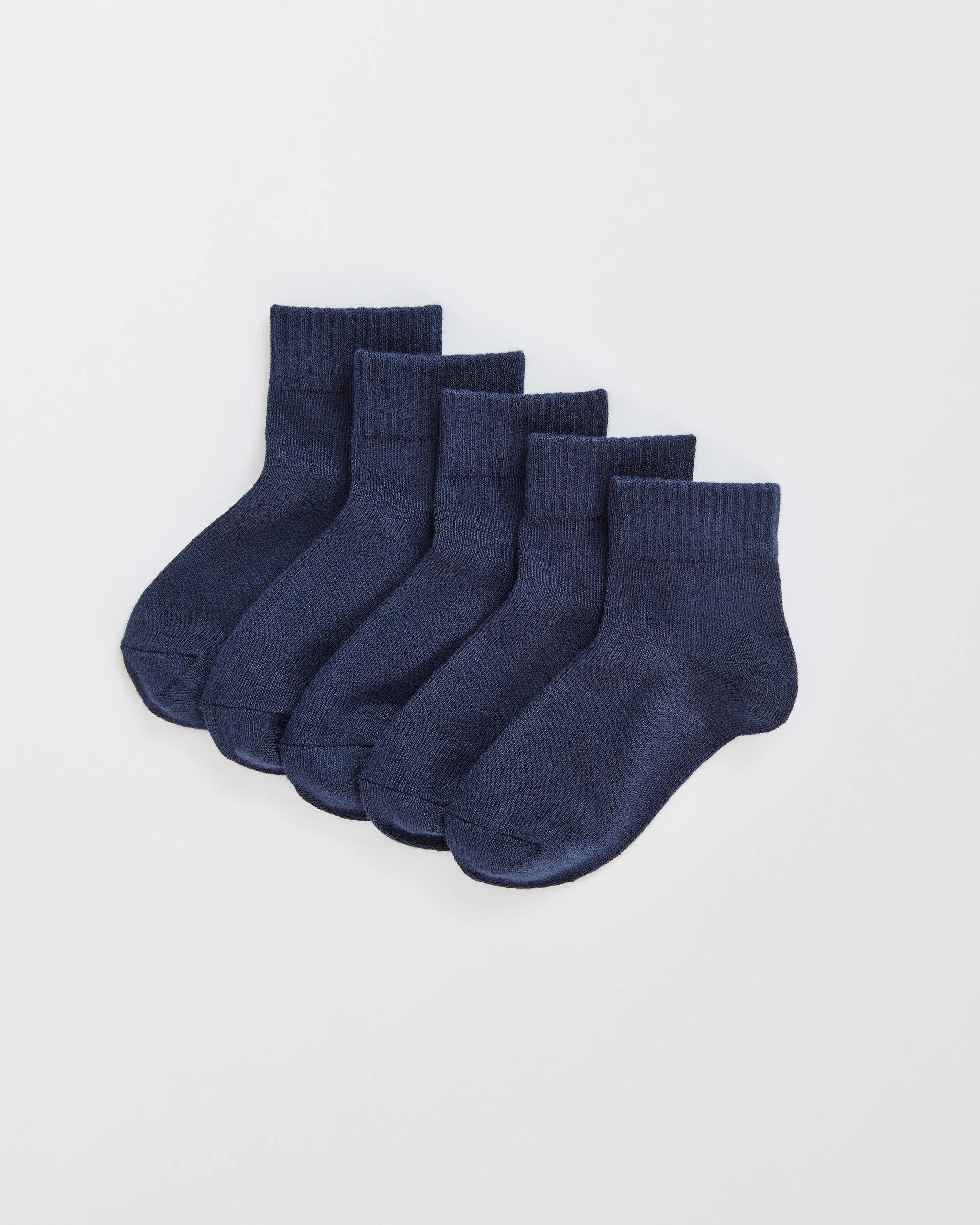 1 Maxx Bamboo 5 Pack School Quarter Crew Socks NAVY, 1 of 3