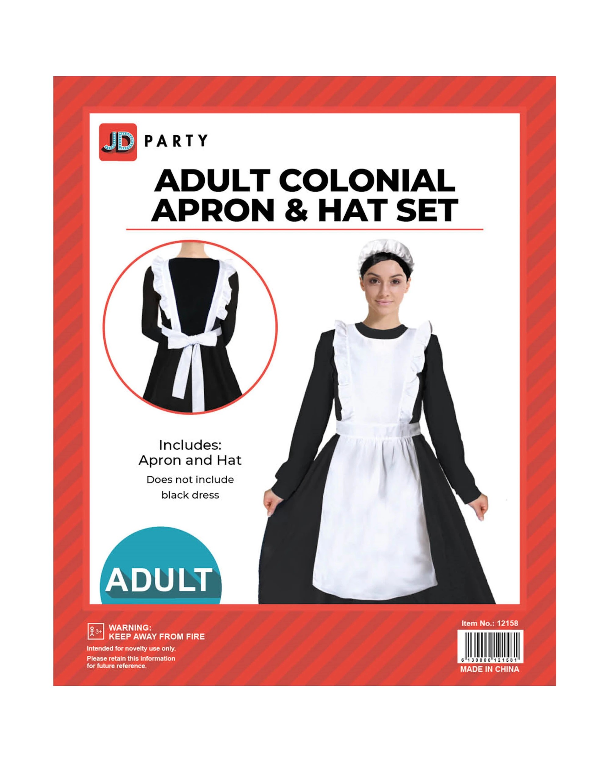 4 Partyrama Adult White Colonial Apron and Hat Set - White, 4 of 4