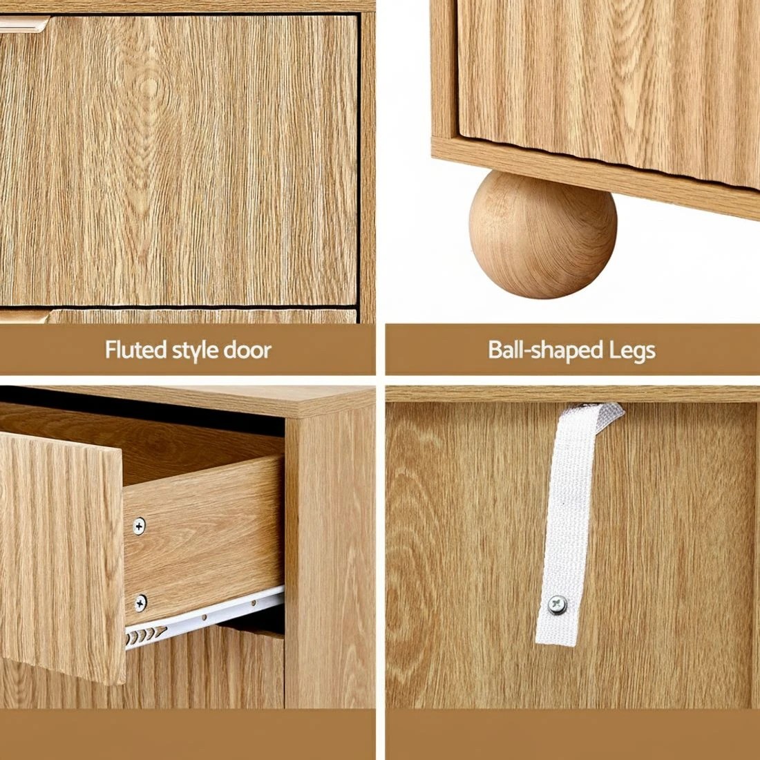 6 Artiss 4 Chest of Drawers Dresser Tallboy Pine - Natural, 6 of 8