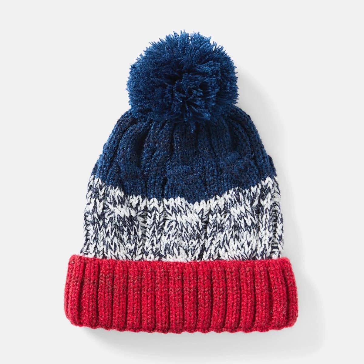 2 Cable Block Beanie Red Stripe, 2 of 3