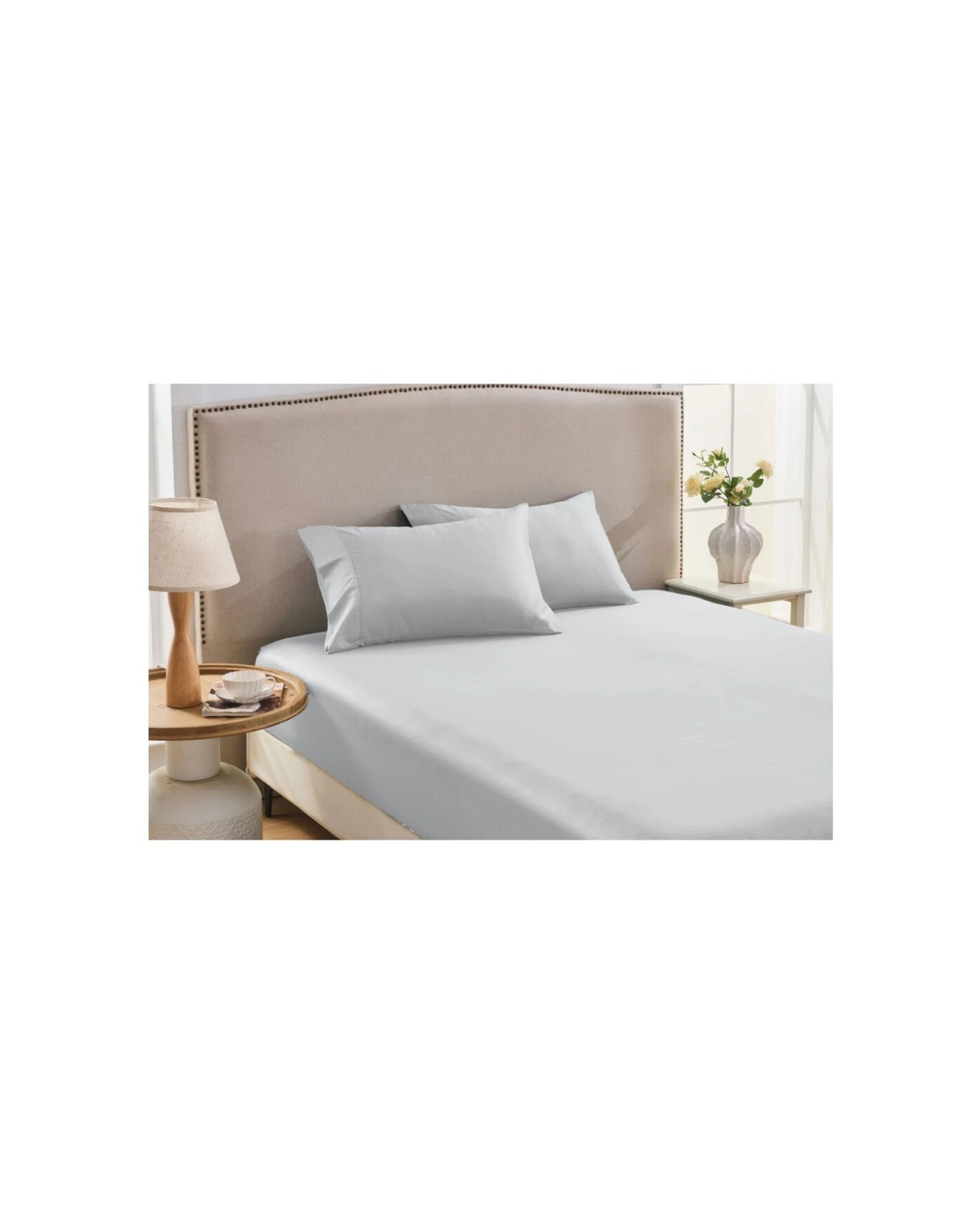 4 Grosvenor House Egyptian Cotton Sheet Set With Pillowcase 500TC - Queen Bed - Silver, 4 of 6