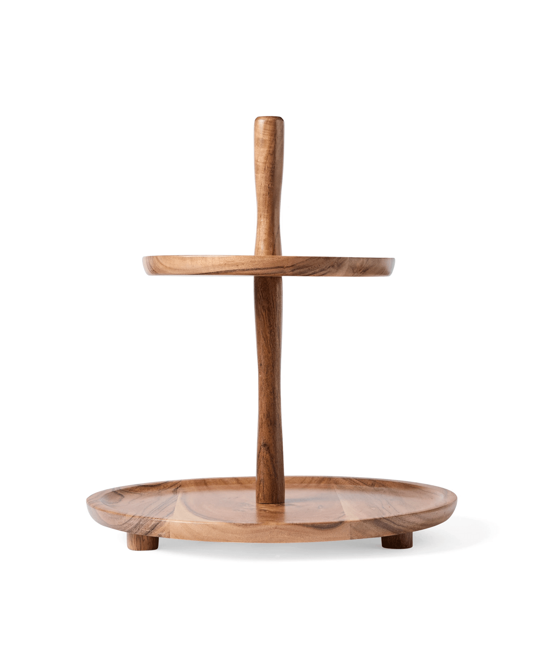 3 2 Tier Acacia Cake Stand - Brown, 3 of 8