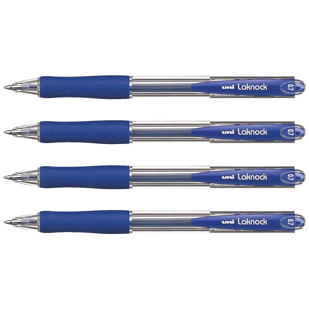 2 Uni Laknock Retractable Ballpoint Pens 0.7mm Blue 4 Pack, 2 of 2