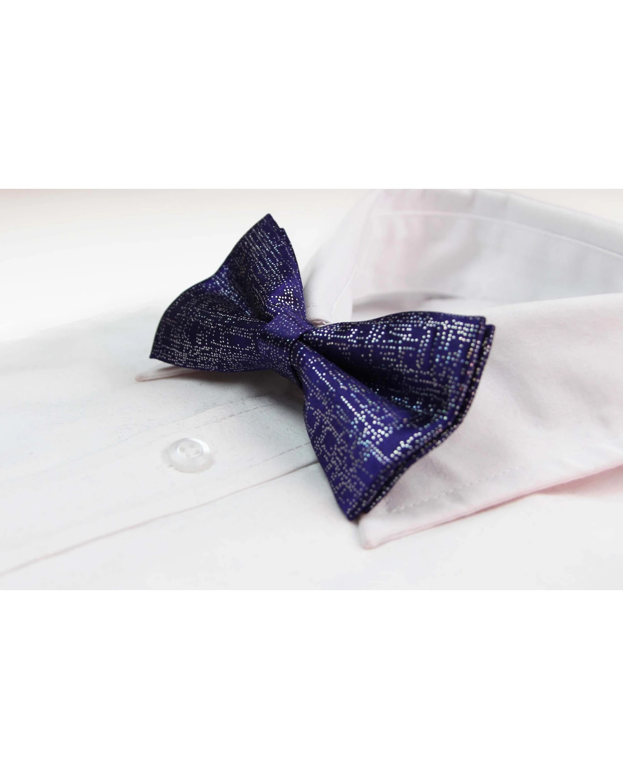 1 Zasel Mens Dark Purple Sparkly Glitter Patterned Bow Tie - Purple, 1 of 4