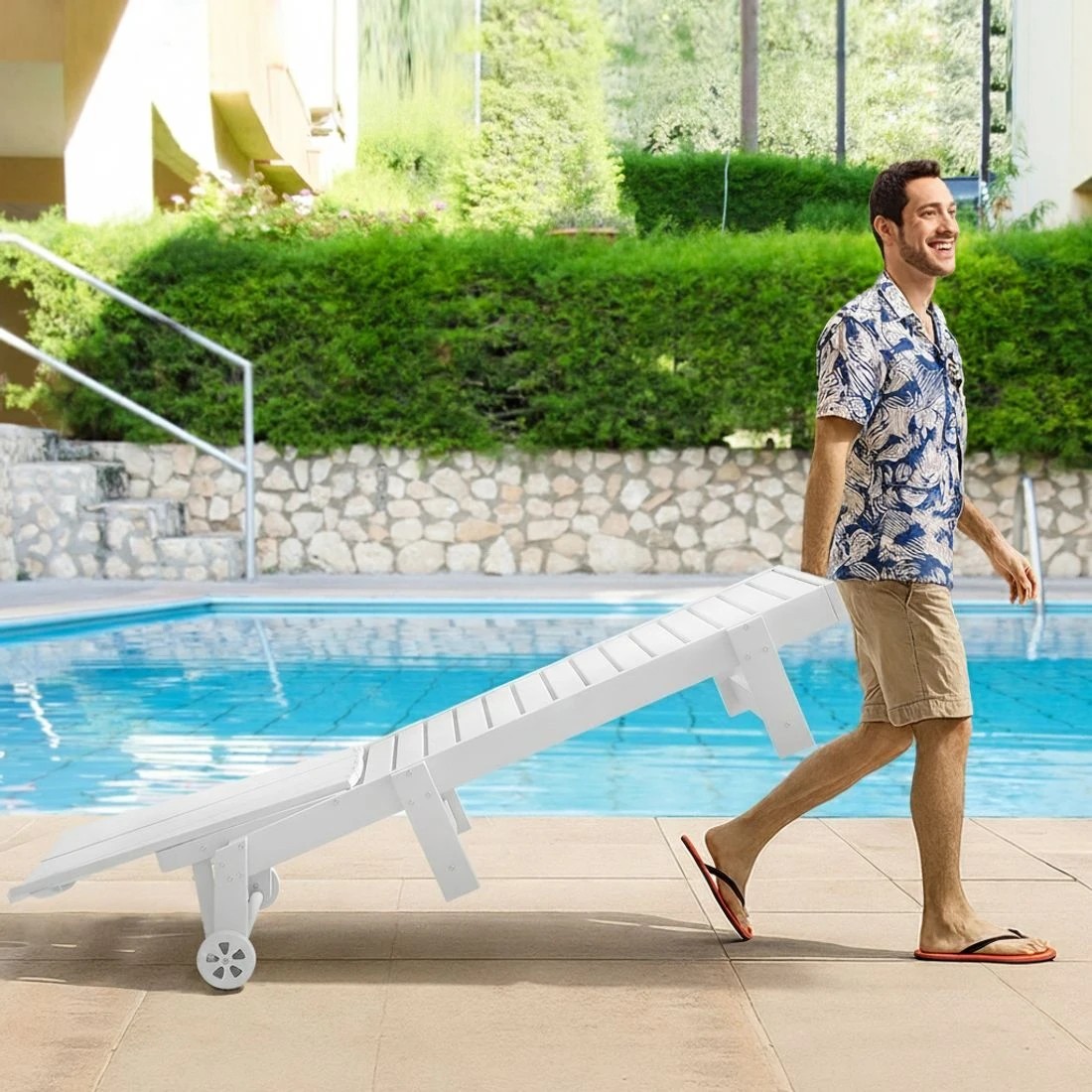 7 Gardeon Sun Lounge Beach Chair HDPE Adirondack Lounger Patio Outdoor Furniture with - White, 7 of 7