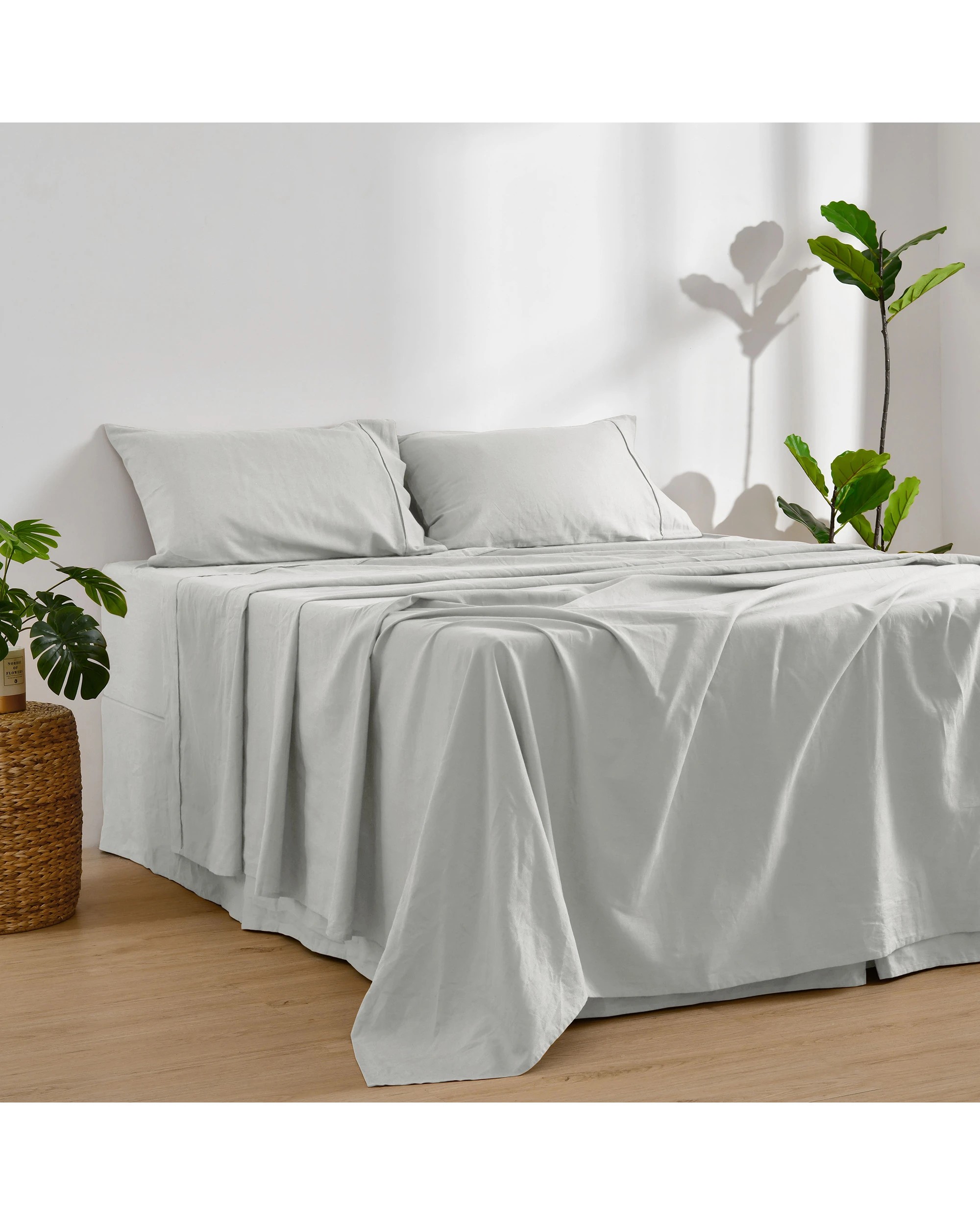 3 Dreamaker Linen Cotton Sheet Set - King Bed - Dove Grey, 3 of 7