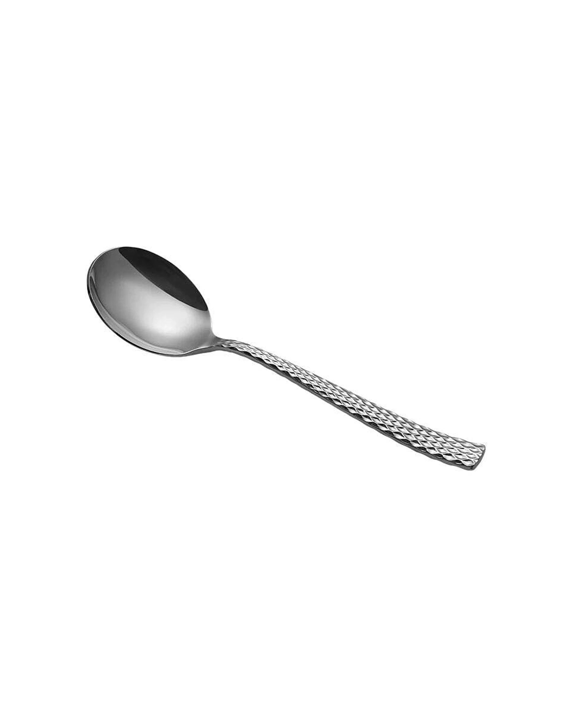 2 Maxwell And Williams Diamonds Stainless Steel Faceted Design Soup Spoon - Silver, 2 of 3
