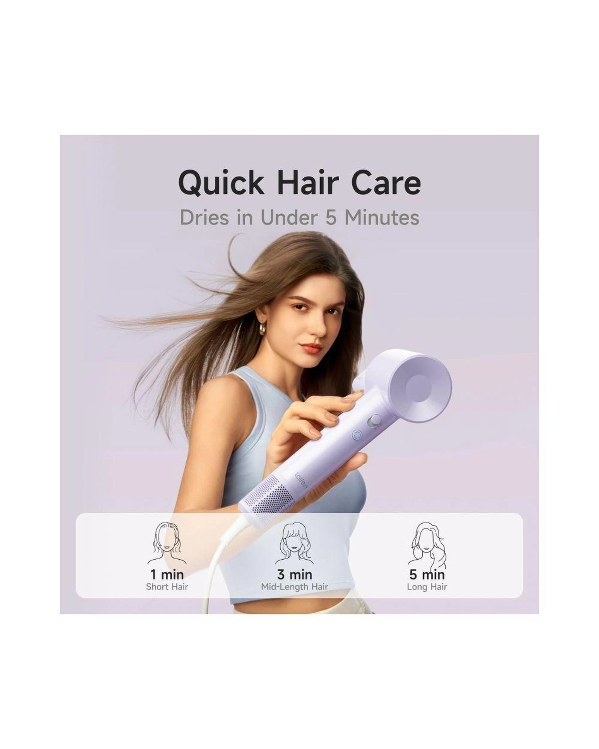 5 Laifen SE Lite Hair Dryer Lightweight High Speed Ionic Fast Dry Purple, 5 of 10