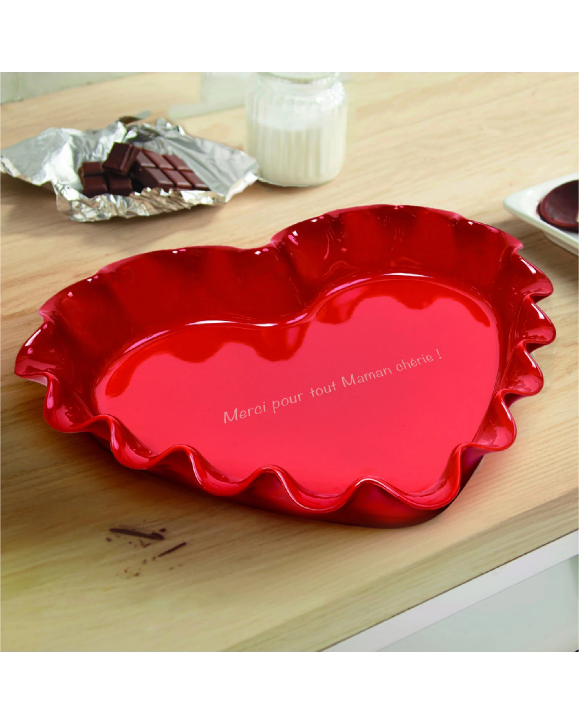 2 Emile Henry Ruffled Heart Dish - Red, 2 of 3