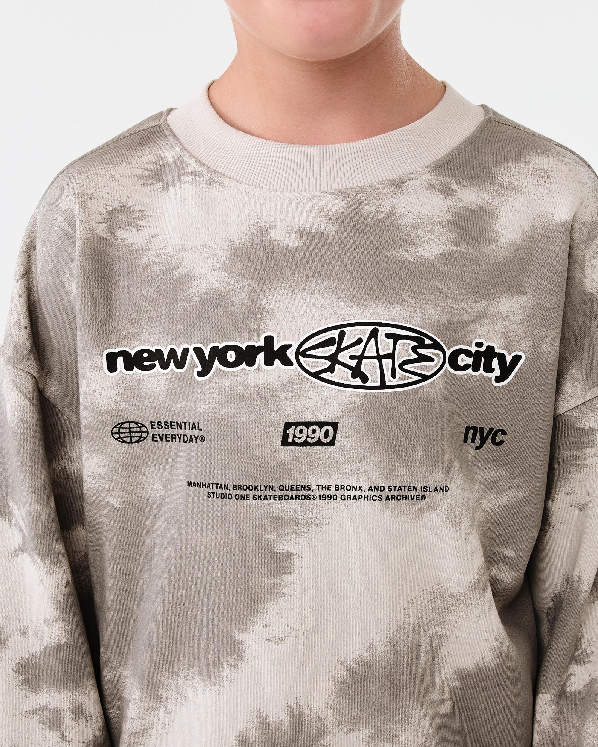 5 Oversized Washed Crew Neck Sweatshirt Gry Tiedye, 5 of 8