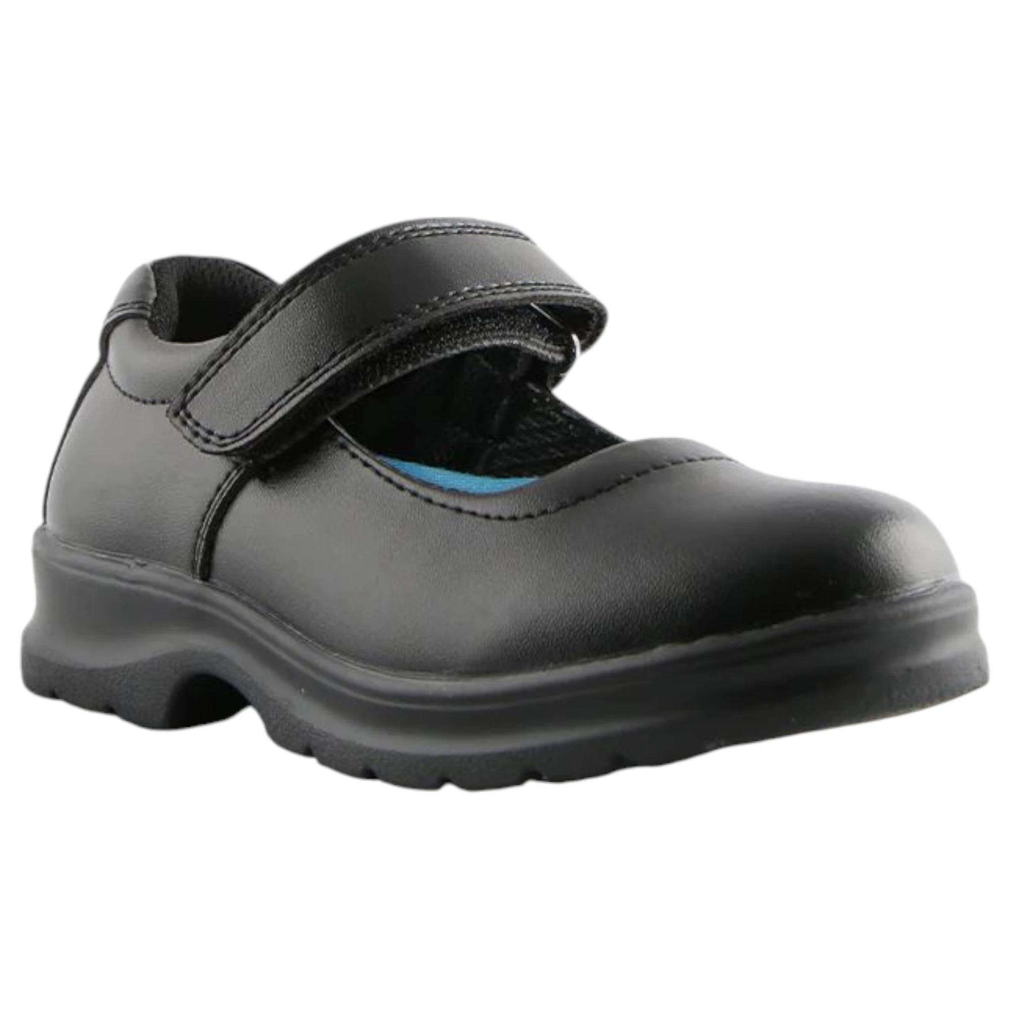 4 Grosby Ella Jnr 2 Black Girls Kids Leather Slip On Shoes BLACK, 4 of 4