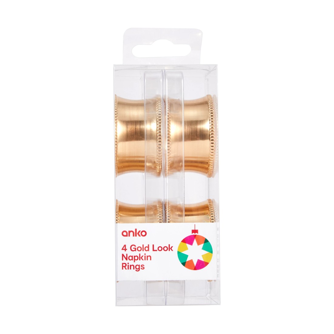 4 4 Pack Gold Look Napkin Rings, 4 of 4