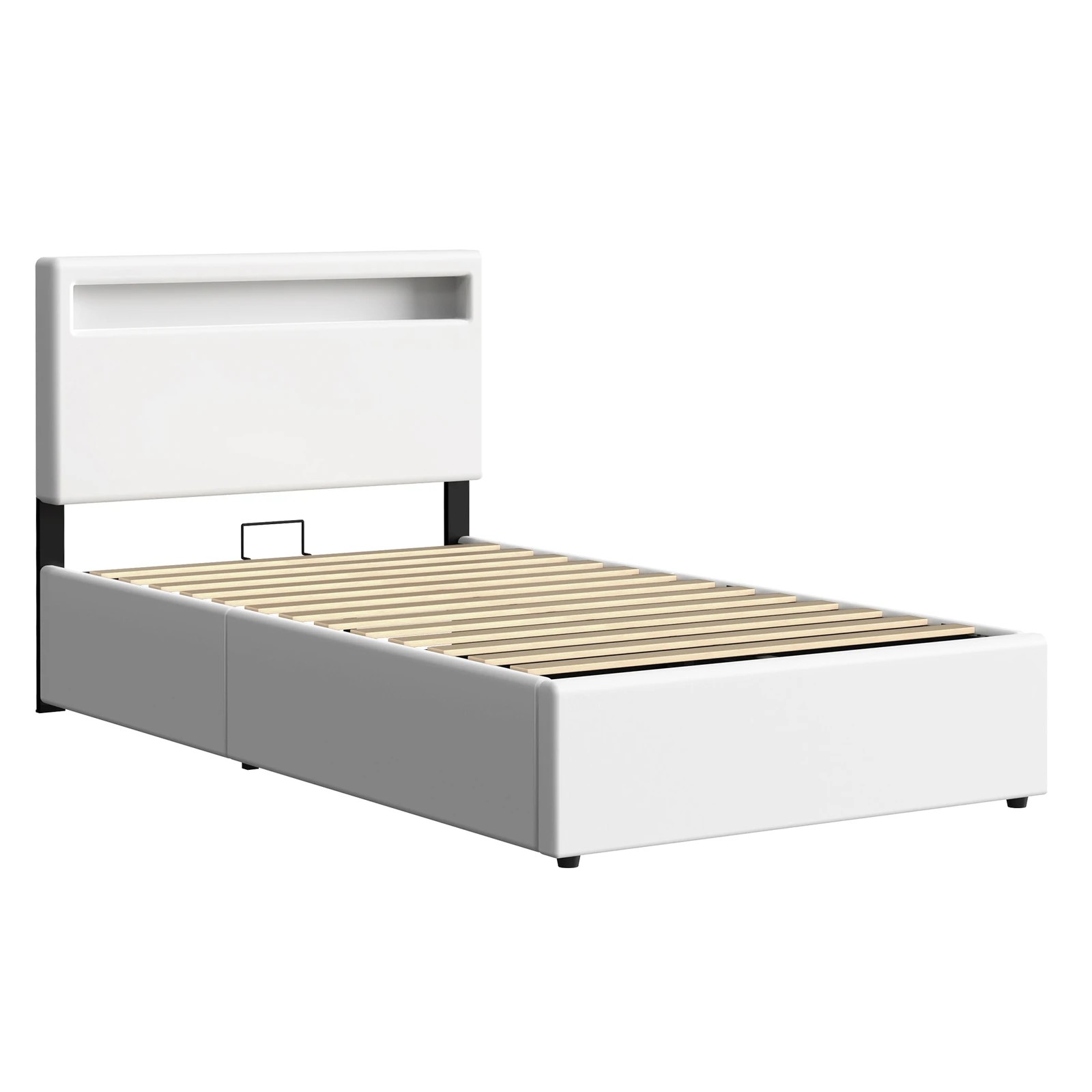 10 Alfordson Bed Frame King Single RGB LED Gas Lift Storage Base Luchino - White, 10 of 10