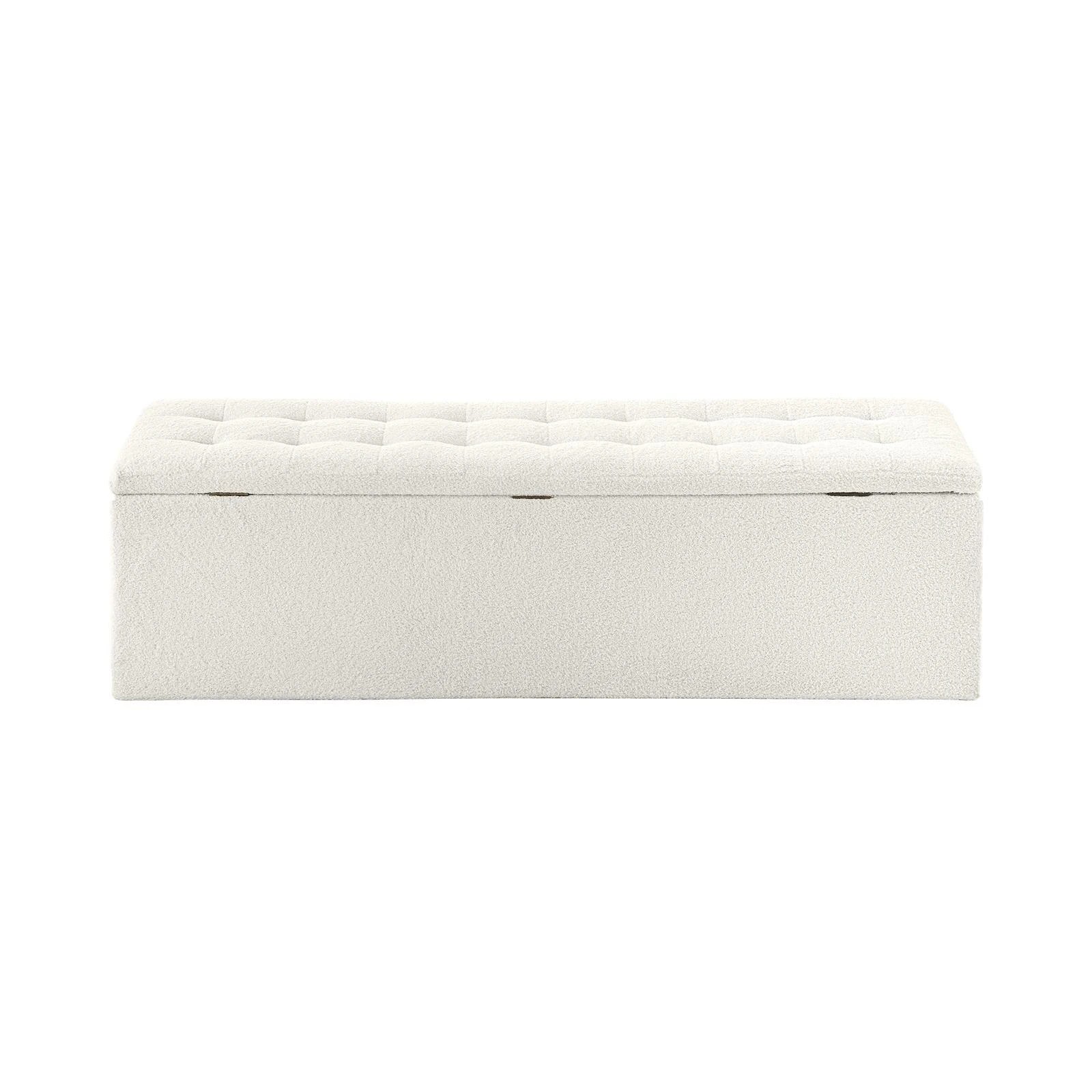 8 Oikiture Storage Ottoman Blanket Box Foot Stool Xl Chest Toy Sherpa Linen
 - White, 8 of 10