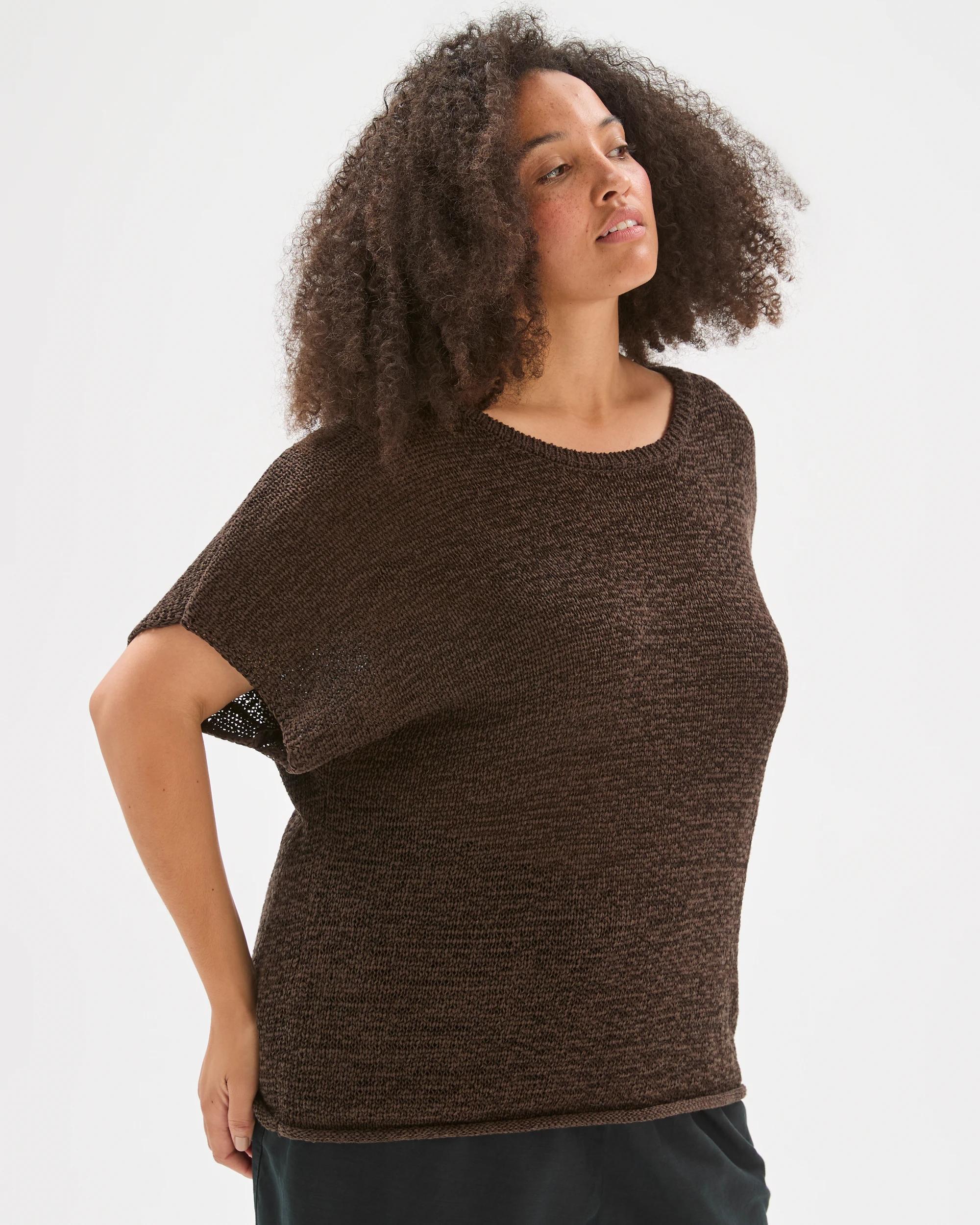 3 Target Curve Plus Size Australian Cotton Blend Tape Yarn Knit T-Shirt COFFEE BEAN, 3 of 6