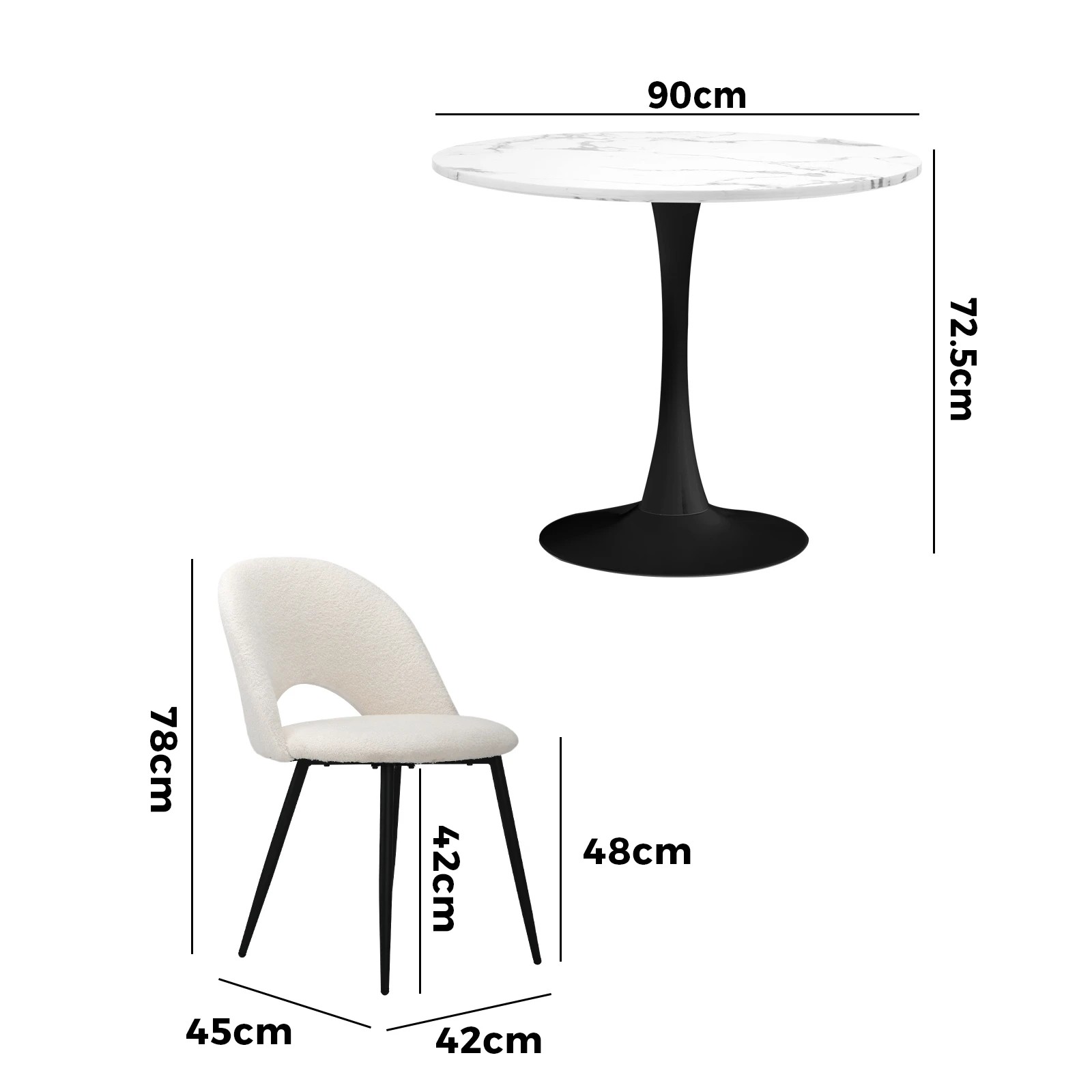 9 Oikiture 90cm Round Dining Table With 4pcs Dining Chairs Sherpa
 - Multi, 9 of 10
