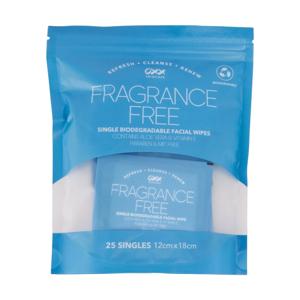 OXX Skincare 25 Piece Fragrance Free Single Facial Wipes - Aloe Vera and Vitamin E