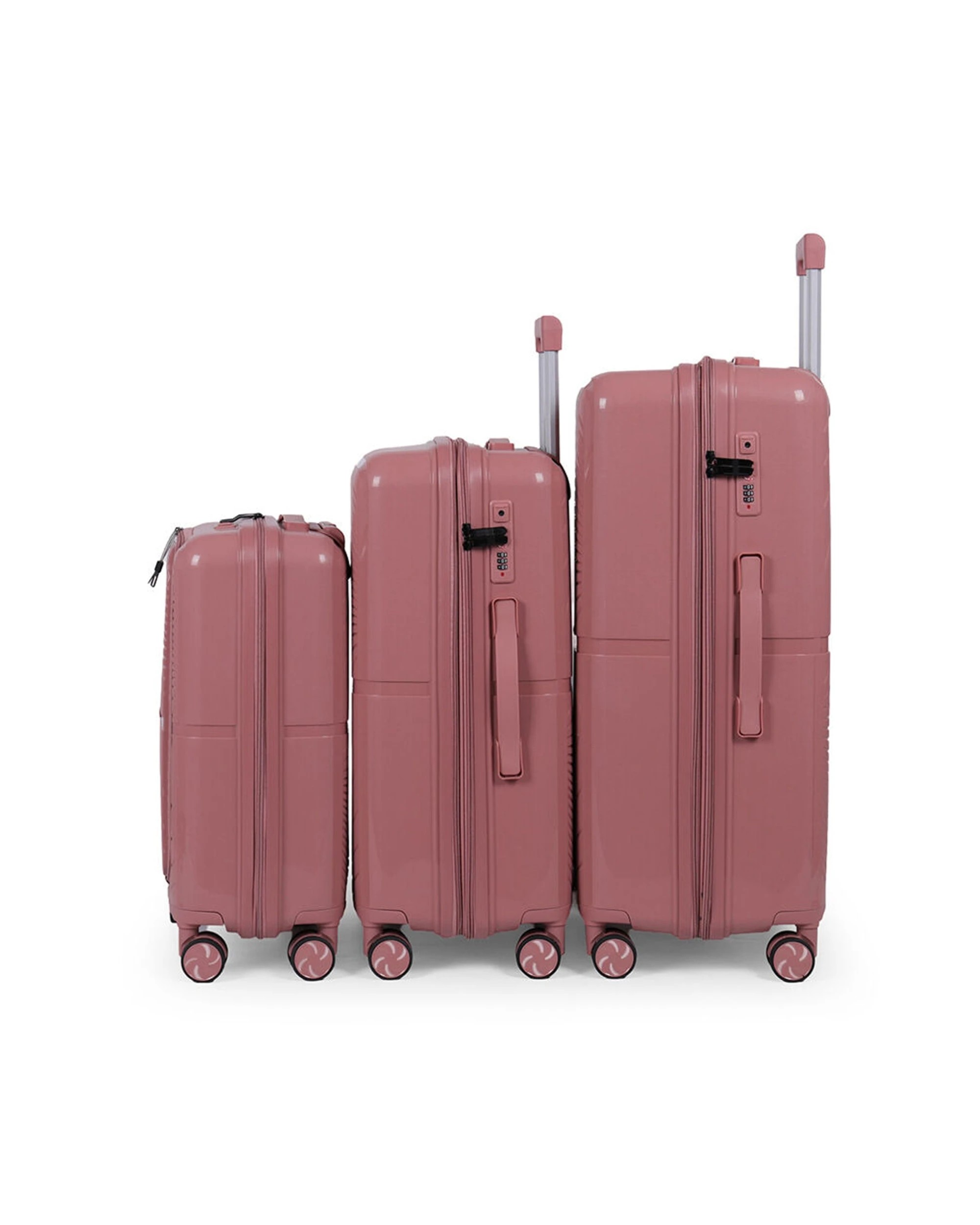 3 Paklite 3pc Solar Travel Luggage Set Suitcase Lightweight Expandable - Pink, 3 of 3