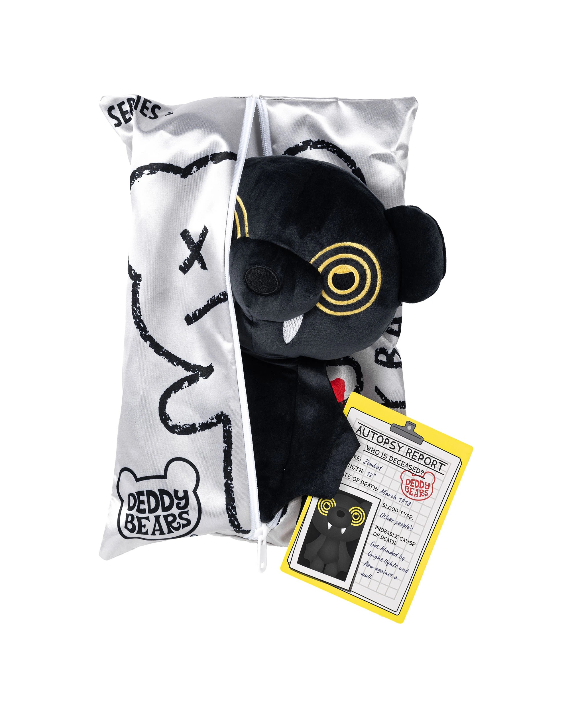 1 Deddy Bears - Zombat Bear, Series 2, Plush in Bag, Soft Toy, Black, 30cm (Height) - Black, 1 of 4