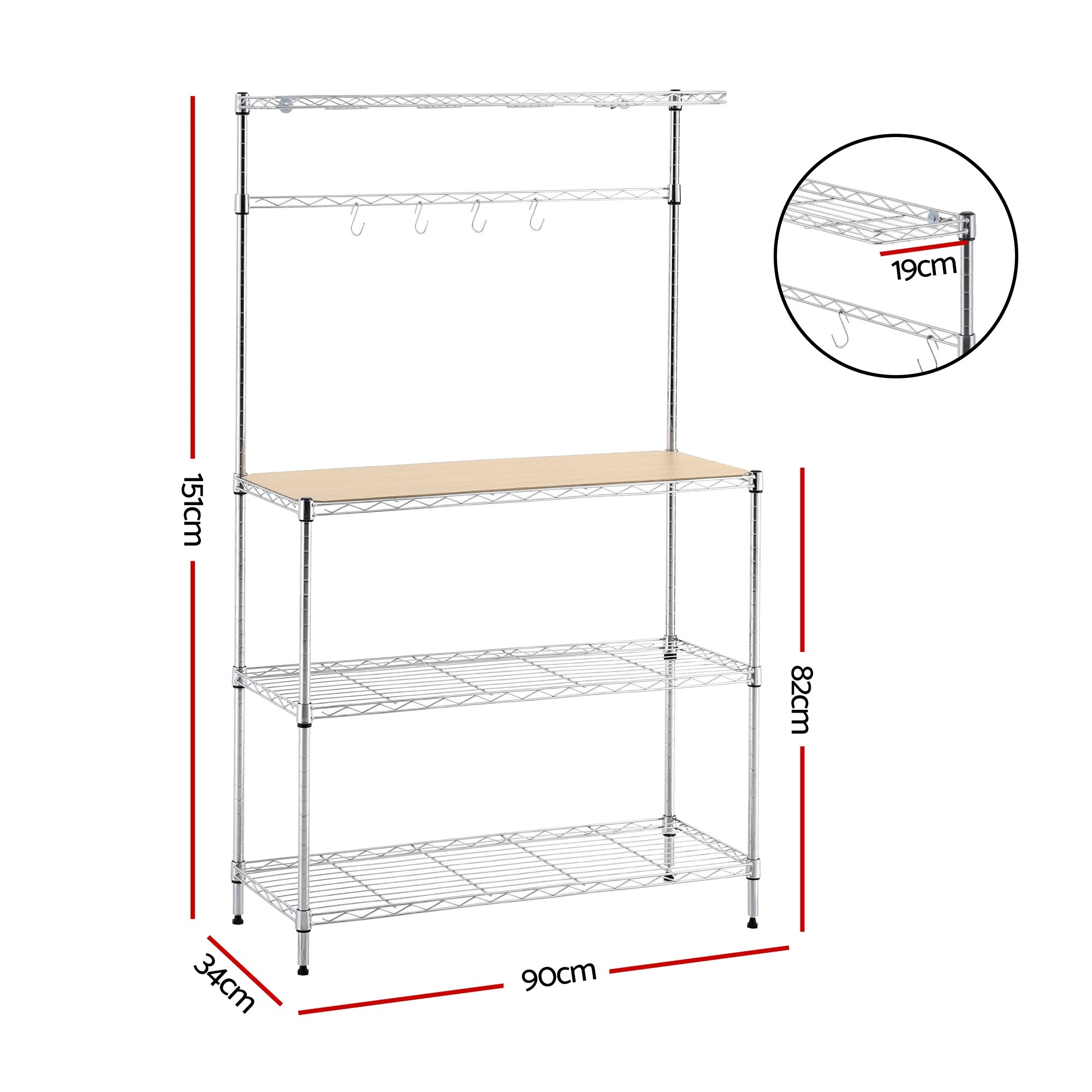 2 Artiss 4-Tier Metal Kitchen Rack Shelf Silver Storage Shelves Organizer Freestanding Microwave Stand - Silver, 2 of 9