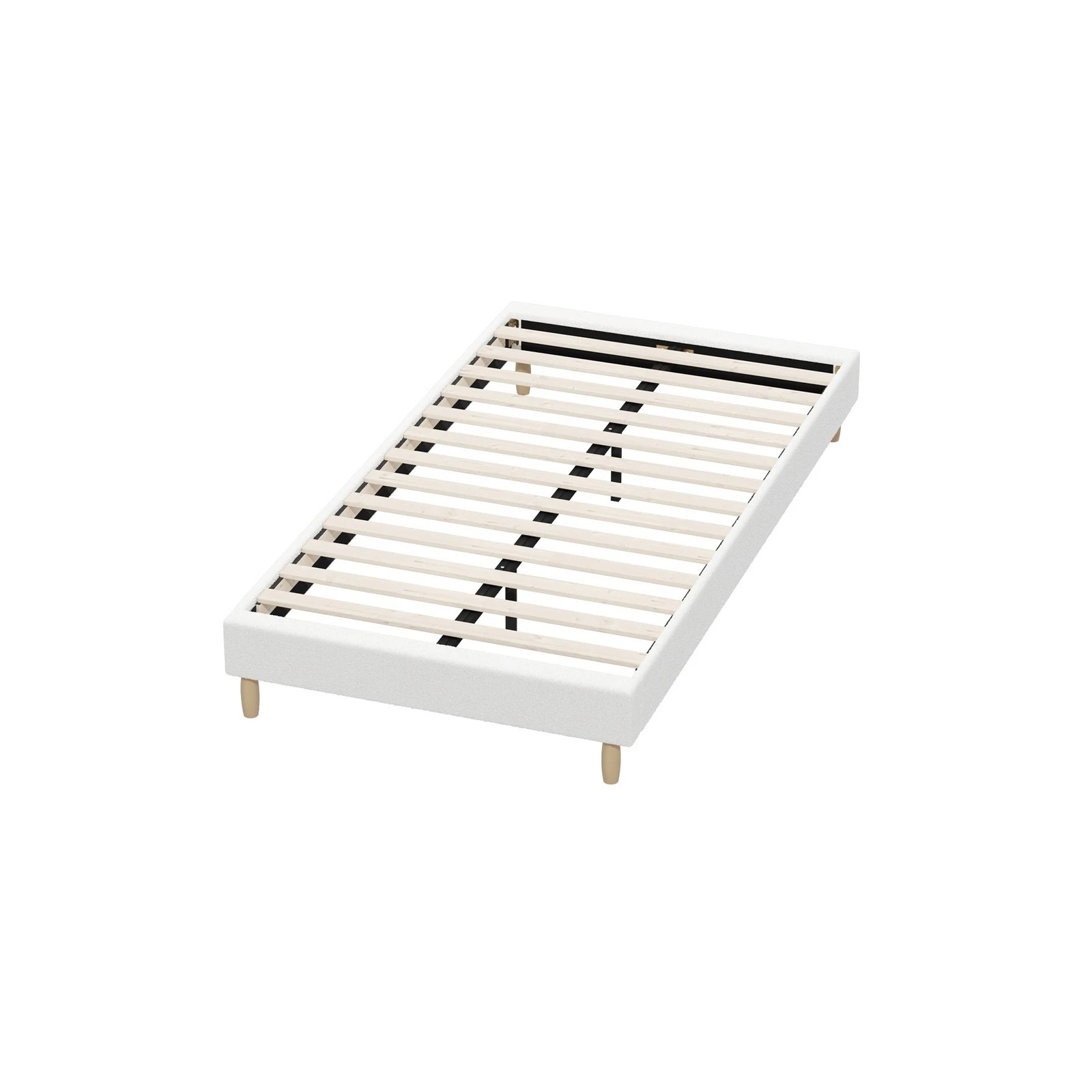 8 Oikiture King Single Bed Base Boucle Bed Frame
 - White, 8 of 10