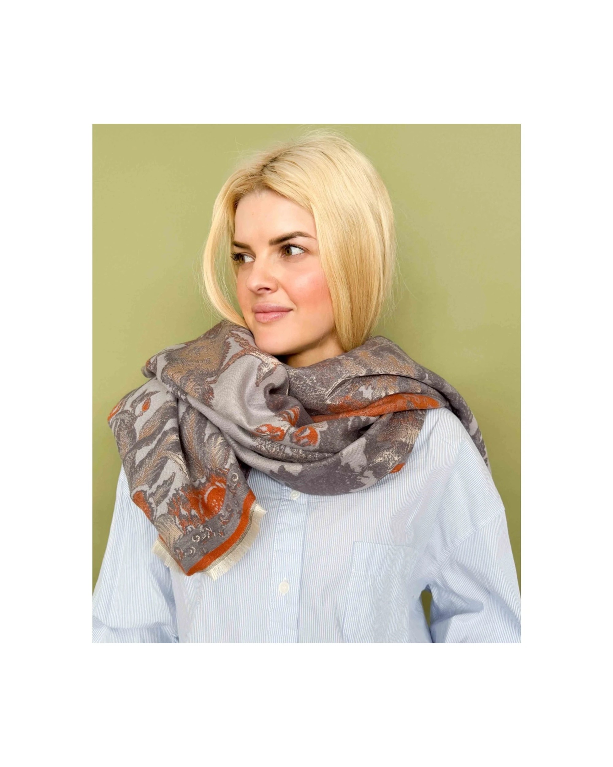 2 Urban Products Araminta Toile Scarf Landscape Soft Lightweight Fringed 180cm - Pattern, 2 of 3
