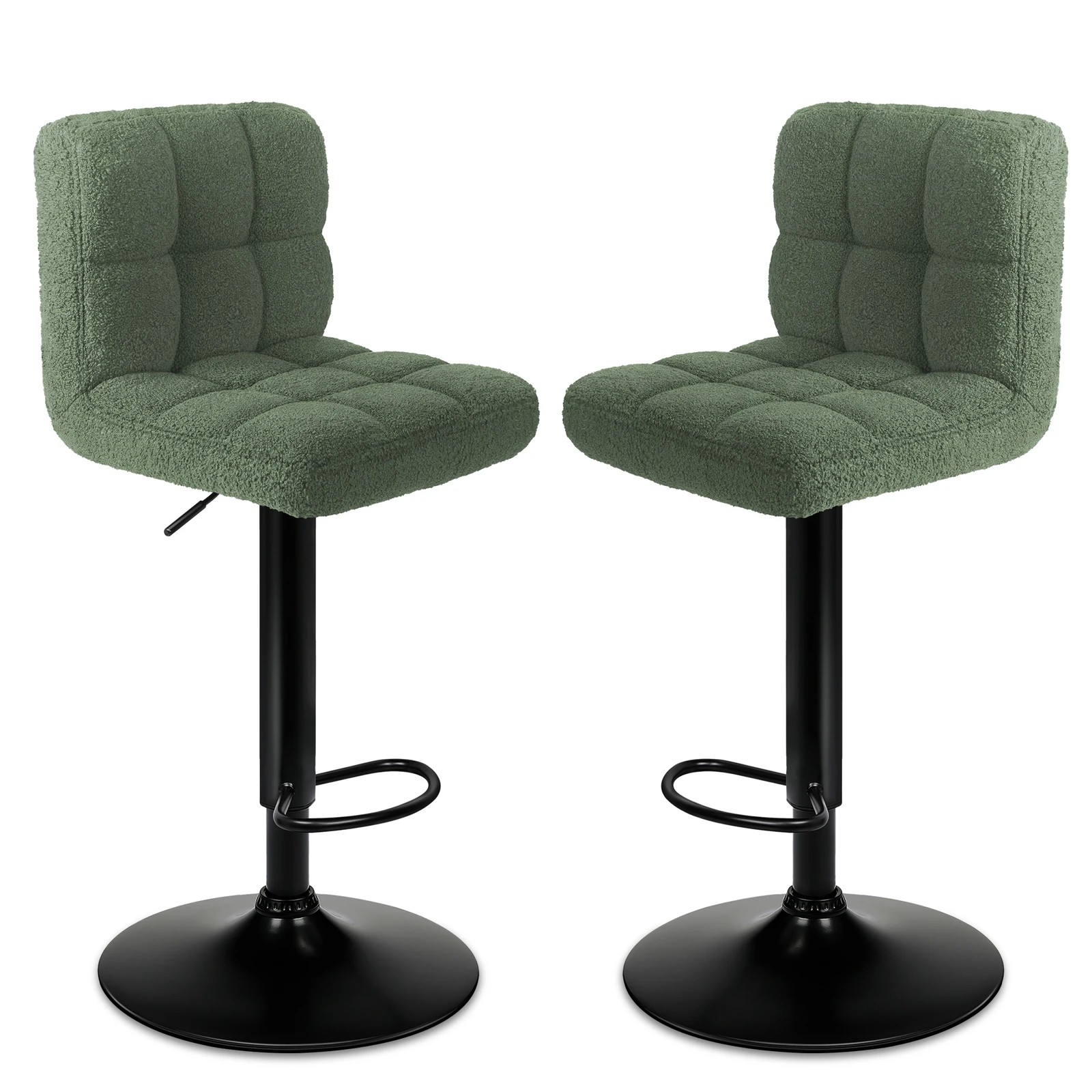 1 Alfordson 2x Bar Stools Ralph Kitchen Swivel Chair Boucle Gas Lift - Green, 1 of 10