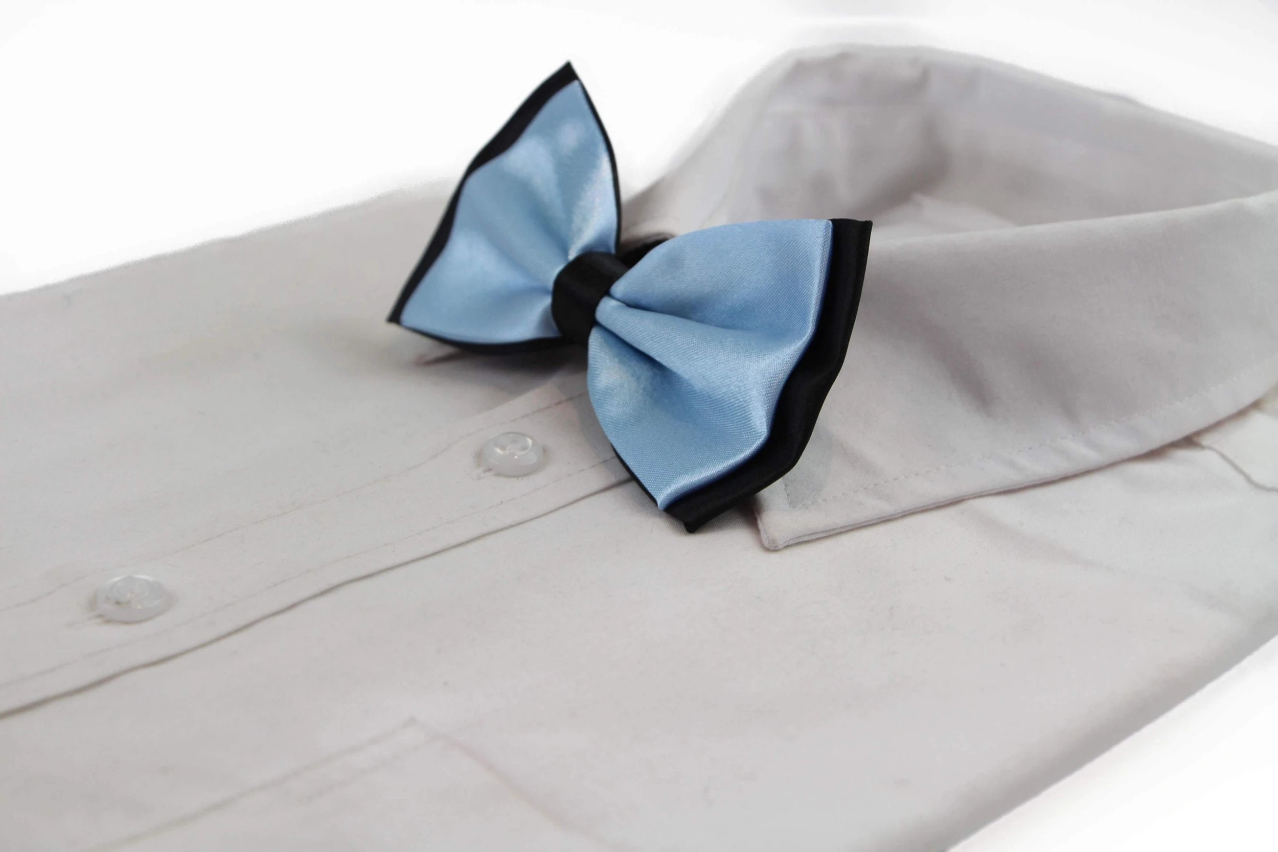 4 Zasel Mens Light Blue Two Tone Layered Bow Tie - Multi, 4 of 5