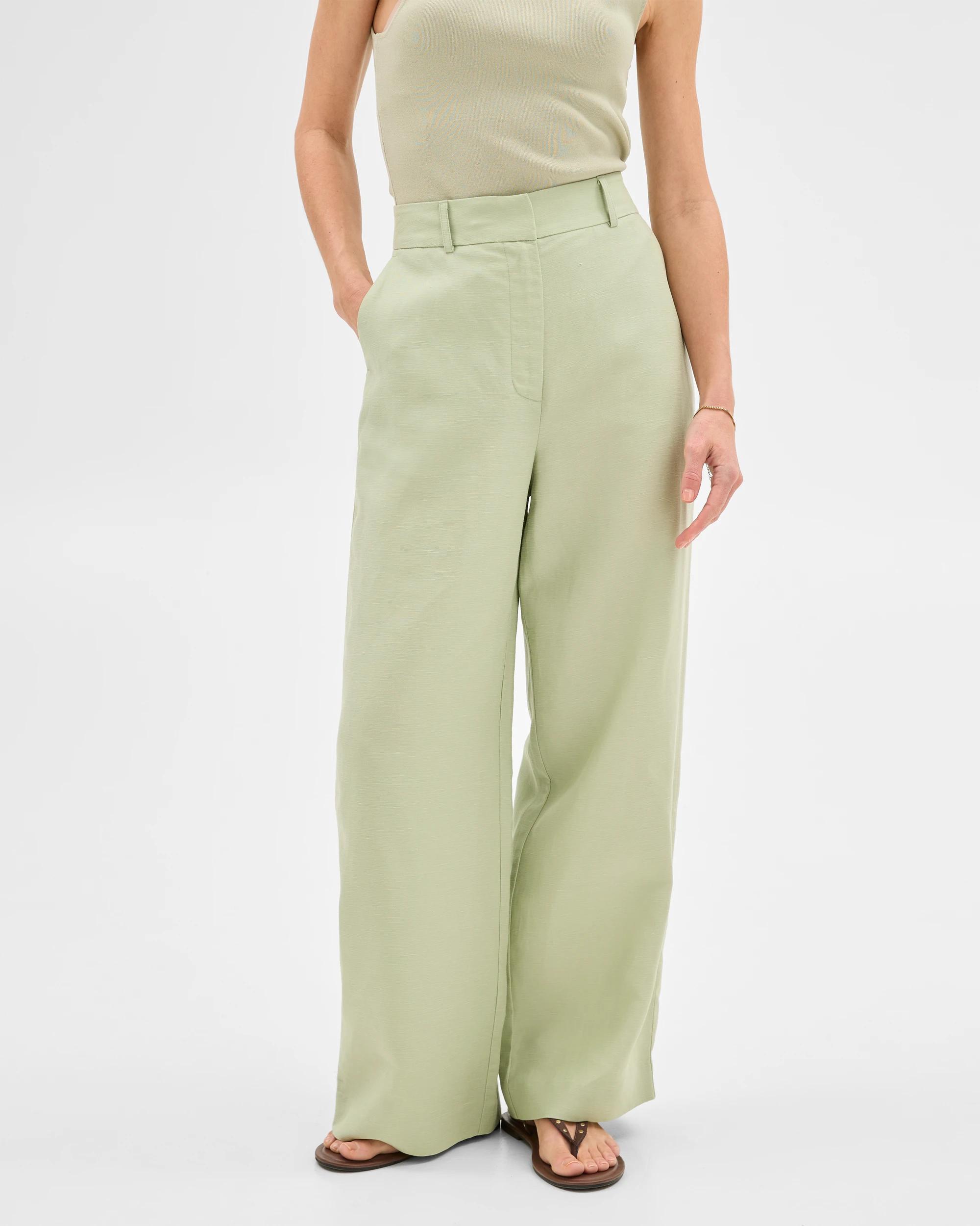 3 Linen Blend Wide Leg Pants - Preview DESERT SAGE, 3 of 6