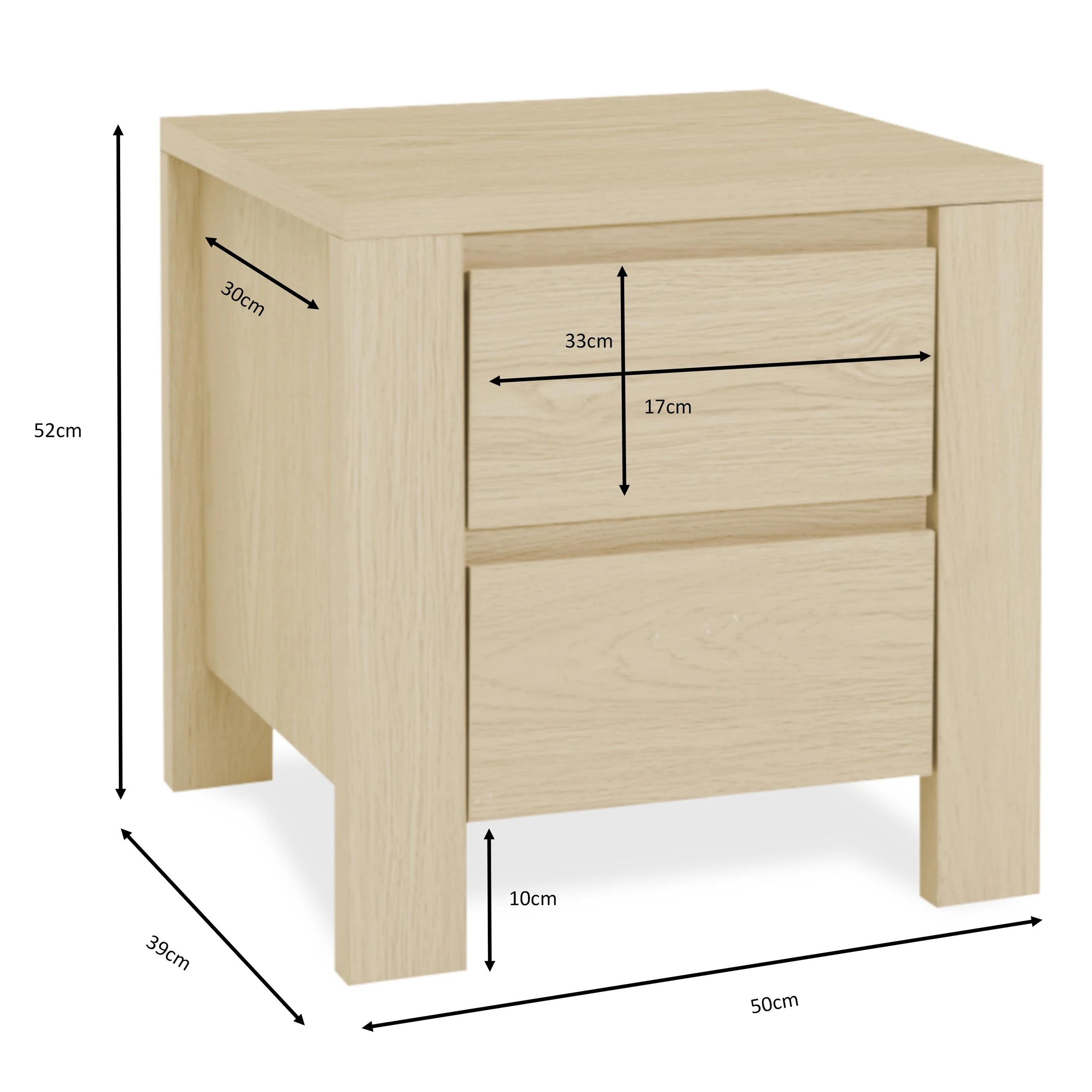 9 Tide 2 Drawer Bedside Table - Oak, 9 of 9