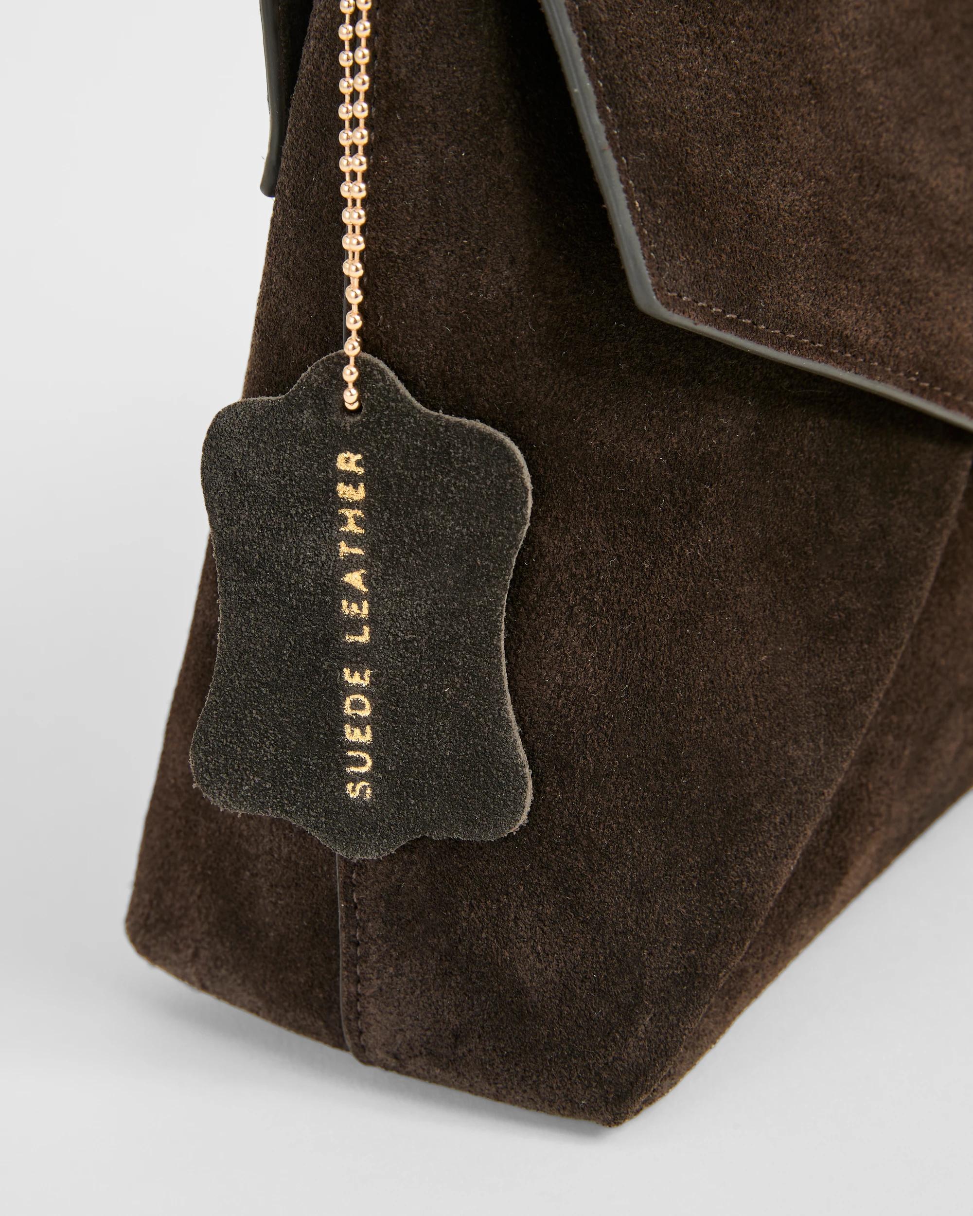 3 Target Accessories Premium Suede Leather Envelope Crossbody Bag BITTER CHOOCOLATE, 3 of 4