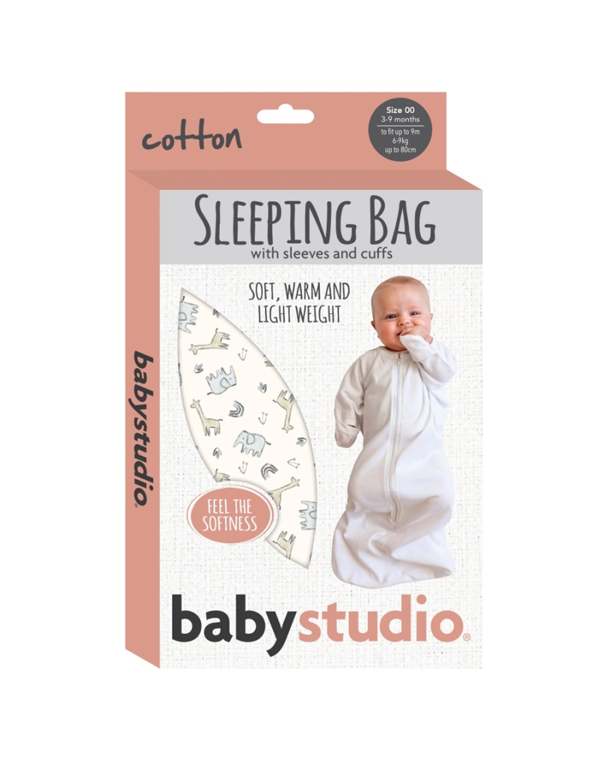 3 Babystudio All-In-One Swaddlebag BCI Cotton 1.0 Tog Hugs=Love - Assorted, 3 of 3