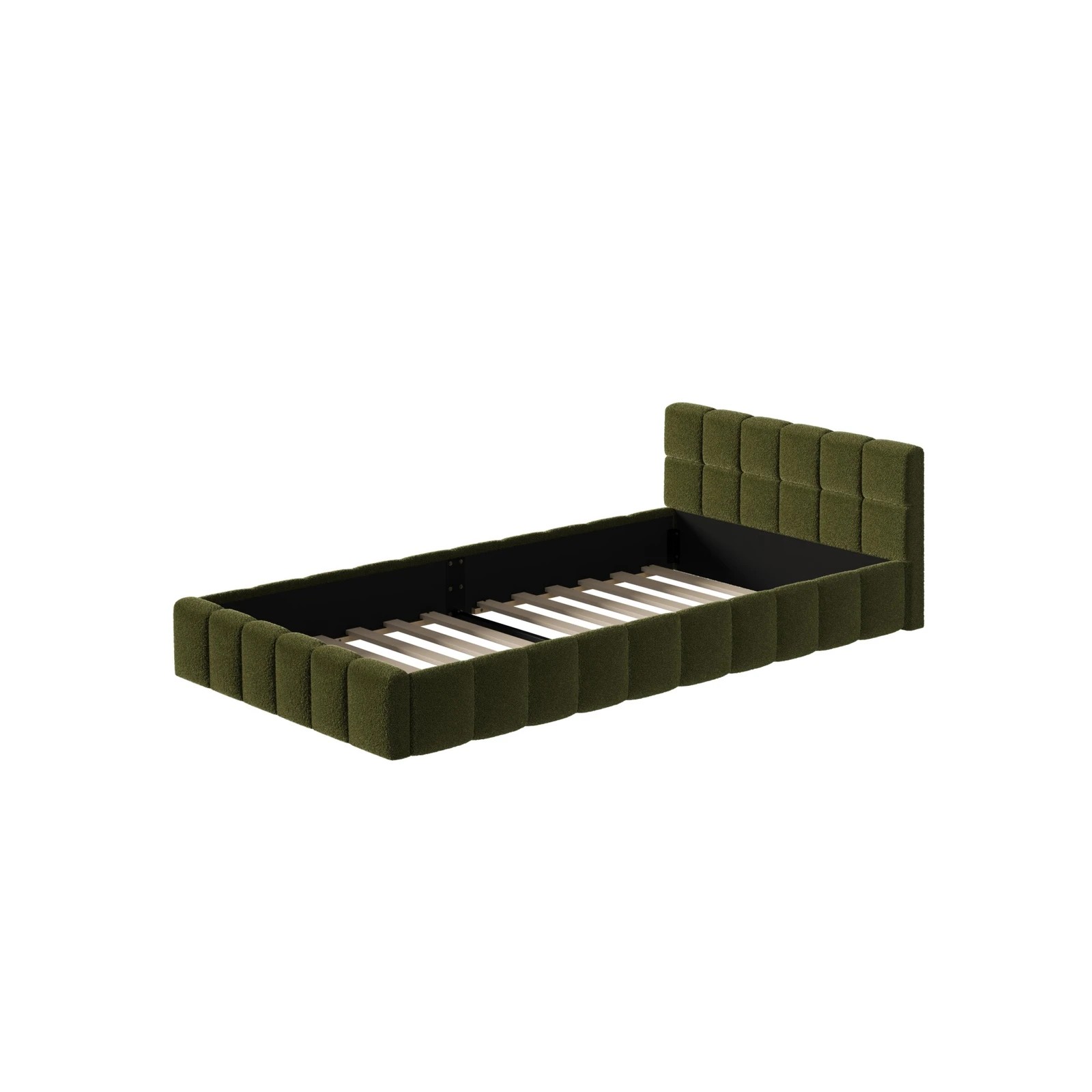 9 Oikiture Bed Frame King Single Size Tufted Headboard Boucle - Green, 9 of 9