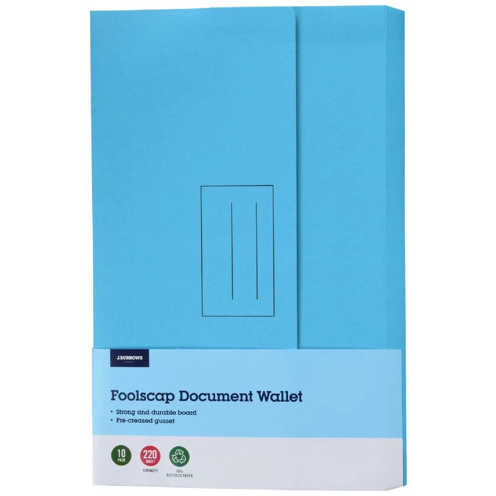 1 J.Burrows Document Wallet 220GSM Aqua 10 Pack, 1 of 4