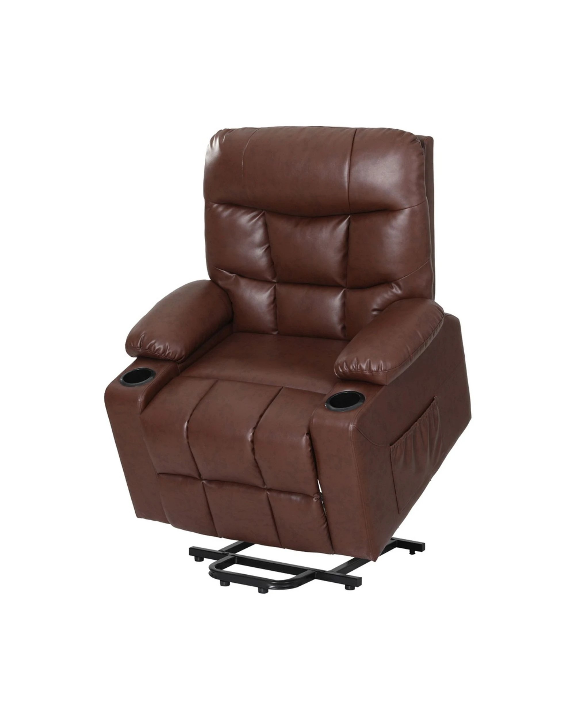 1 Artiss Recliner Chair Lift Assist Heated Massage Chair Leather - Brown, 1 of 4