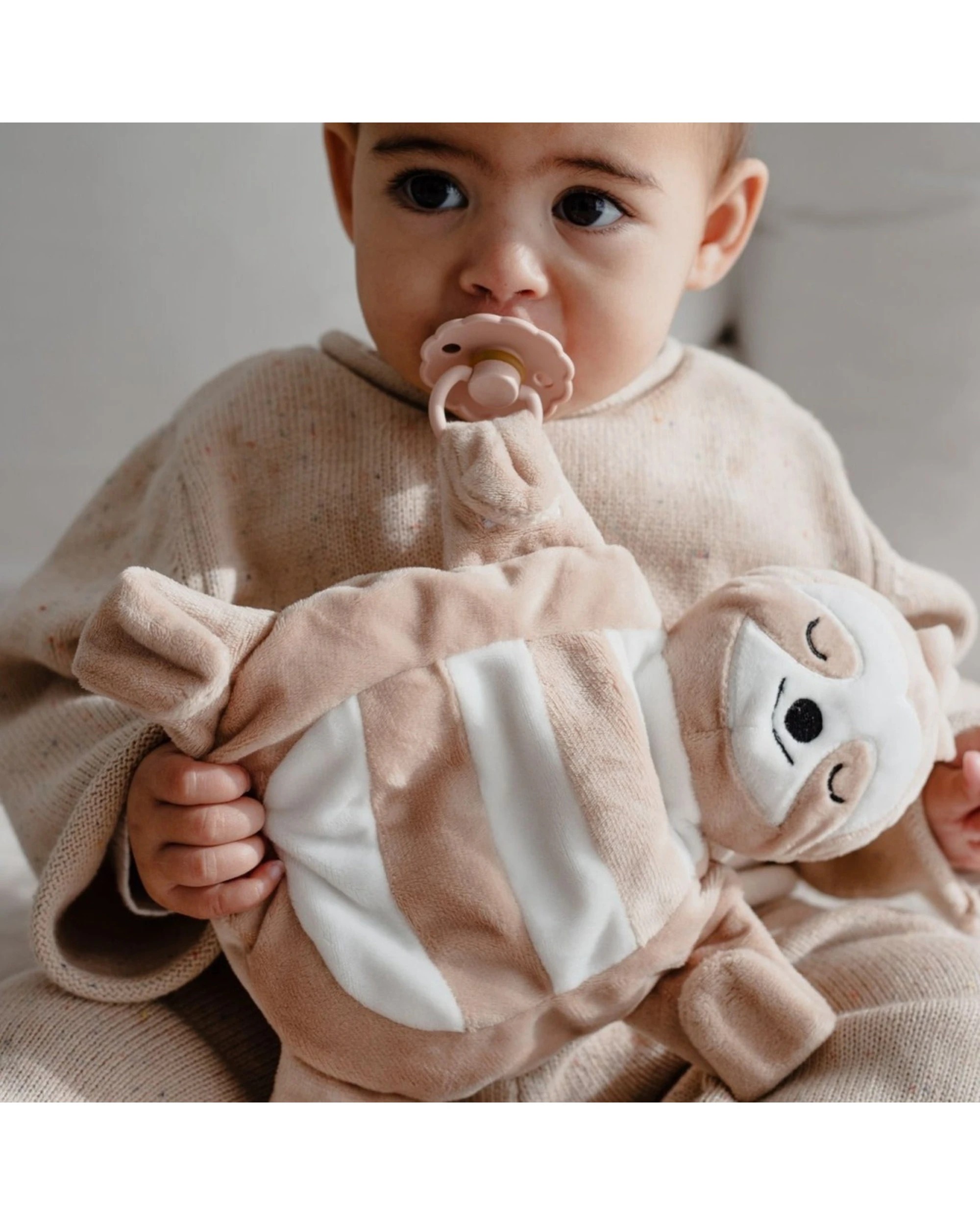 2 Sleepytot Award Winning Comforter Dummy Holder Soother For Babies Sloth - Beige, 2 of 2